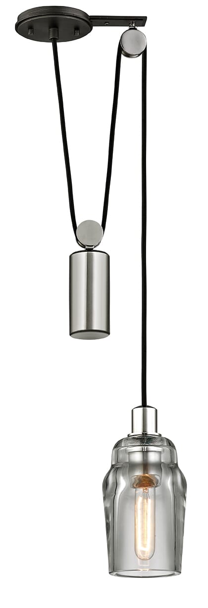 Troy Citizen 10" Pendant Light in Graphite and Polished Nickel