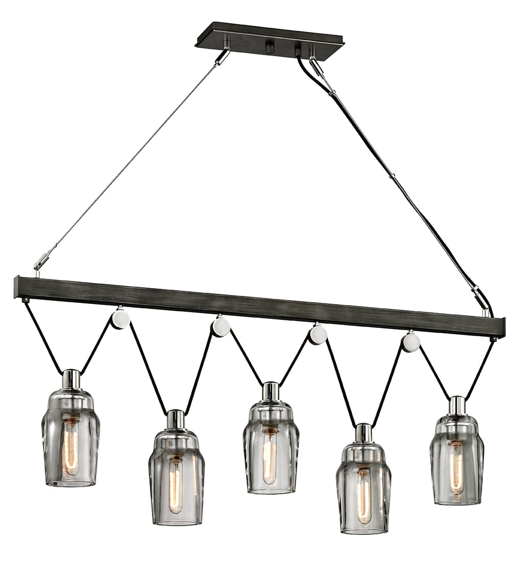 Troy Citizen 5-Light 5" Kitchen Island Light in Graphite and Polished Nickel