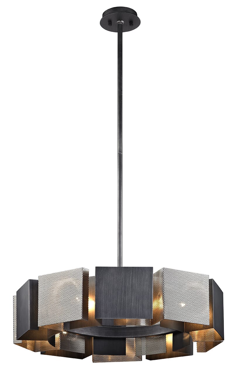 Troy Impression 10-Light Chandelier in Graphite and Satin Nickel