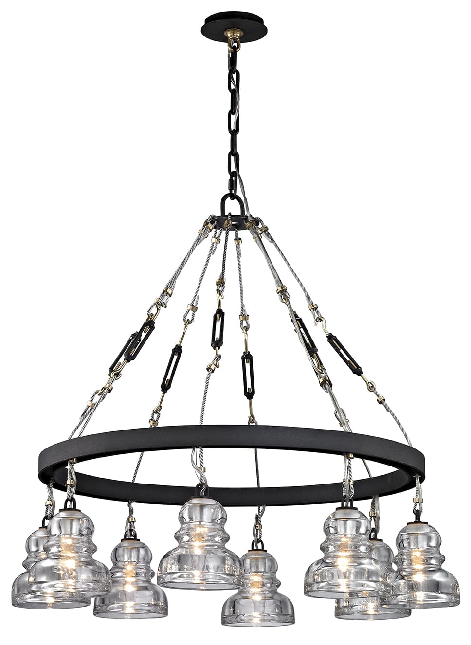 Troy Menlo Park 8-Light Chandelier in Deep Bronze