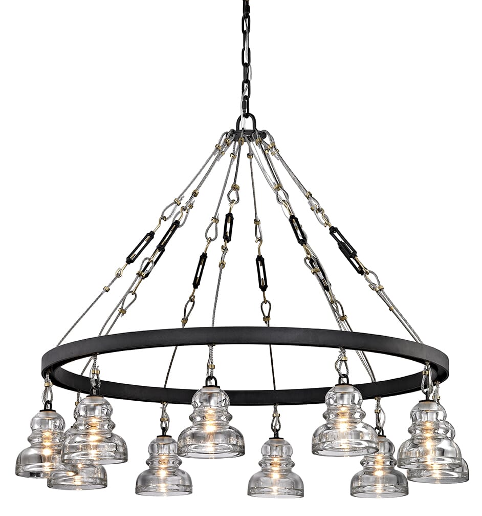 Troy Menlo Park 10-Light Chandelier in Deep Bronze