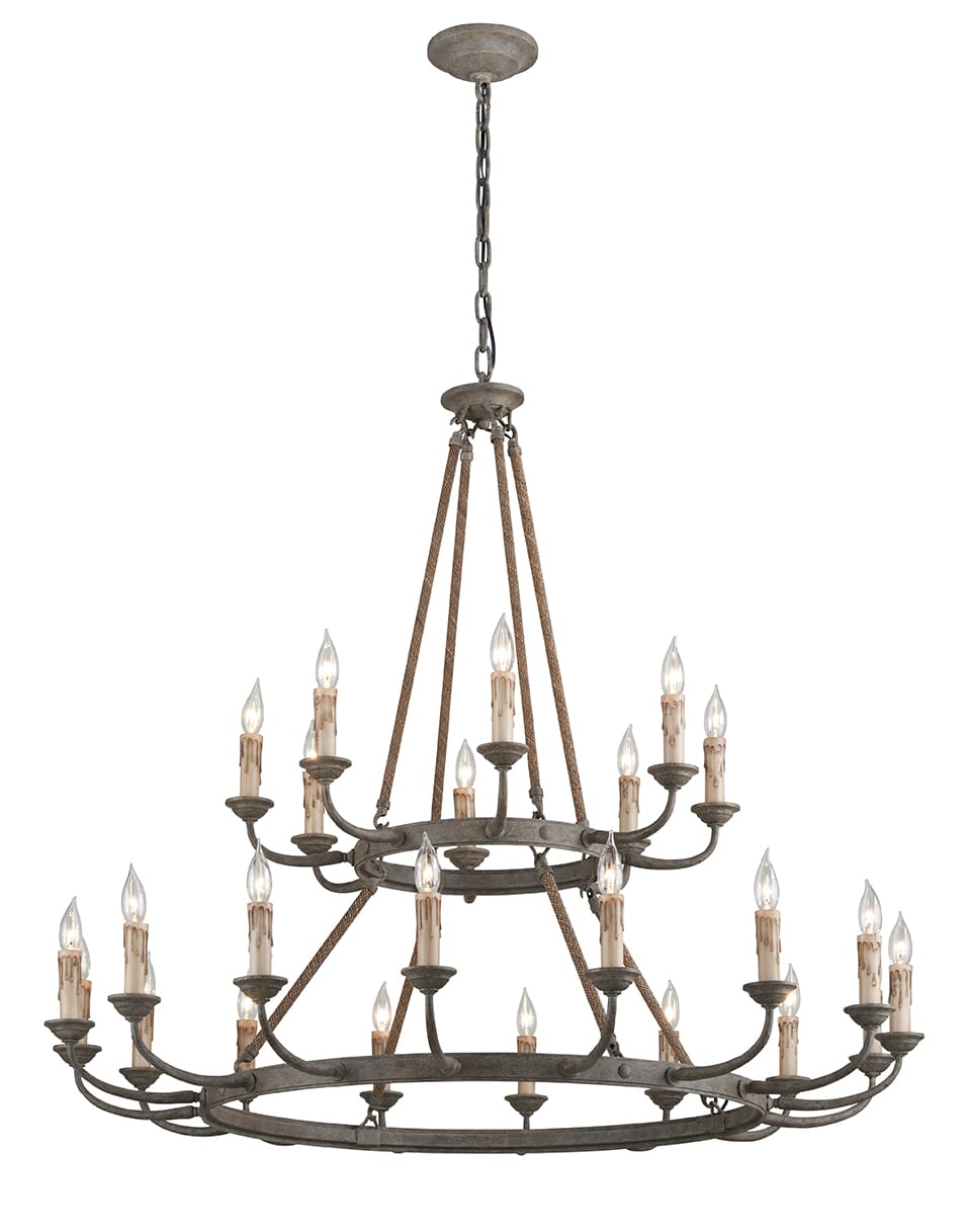 Troy Cyrano 24-Light Chandelier in Earthen Bronze