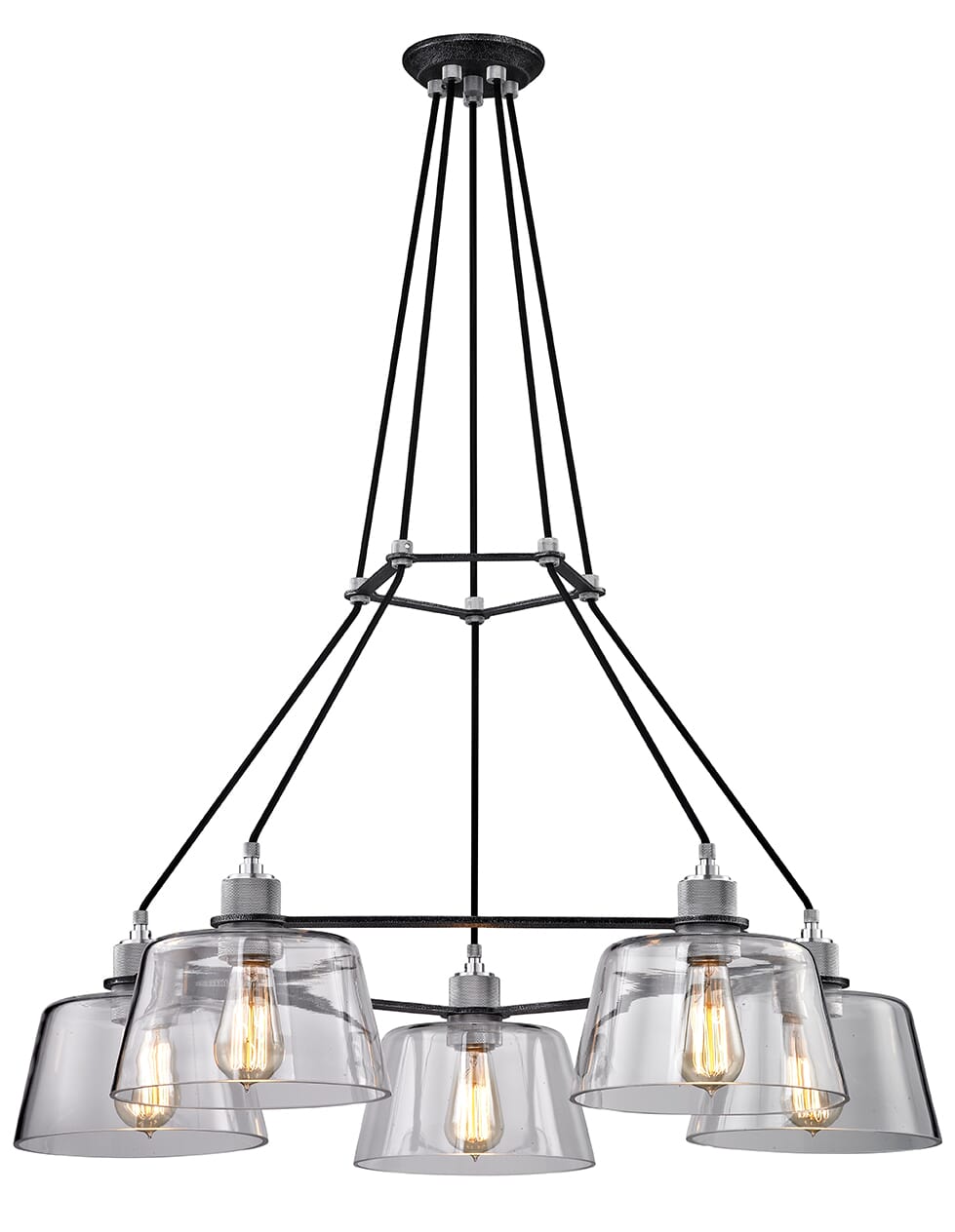 Troy Audiophile 5-Light Chandelier in Old Silver and Polished Alumin