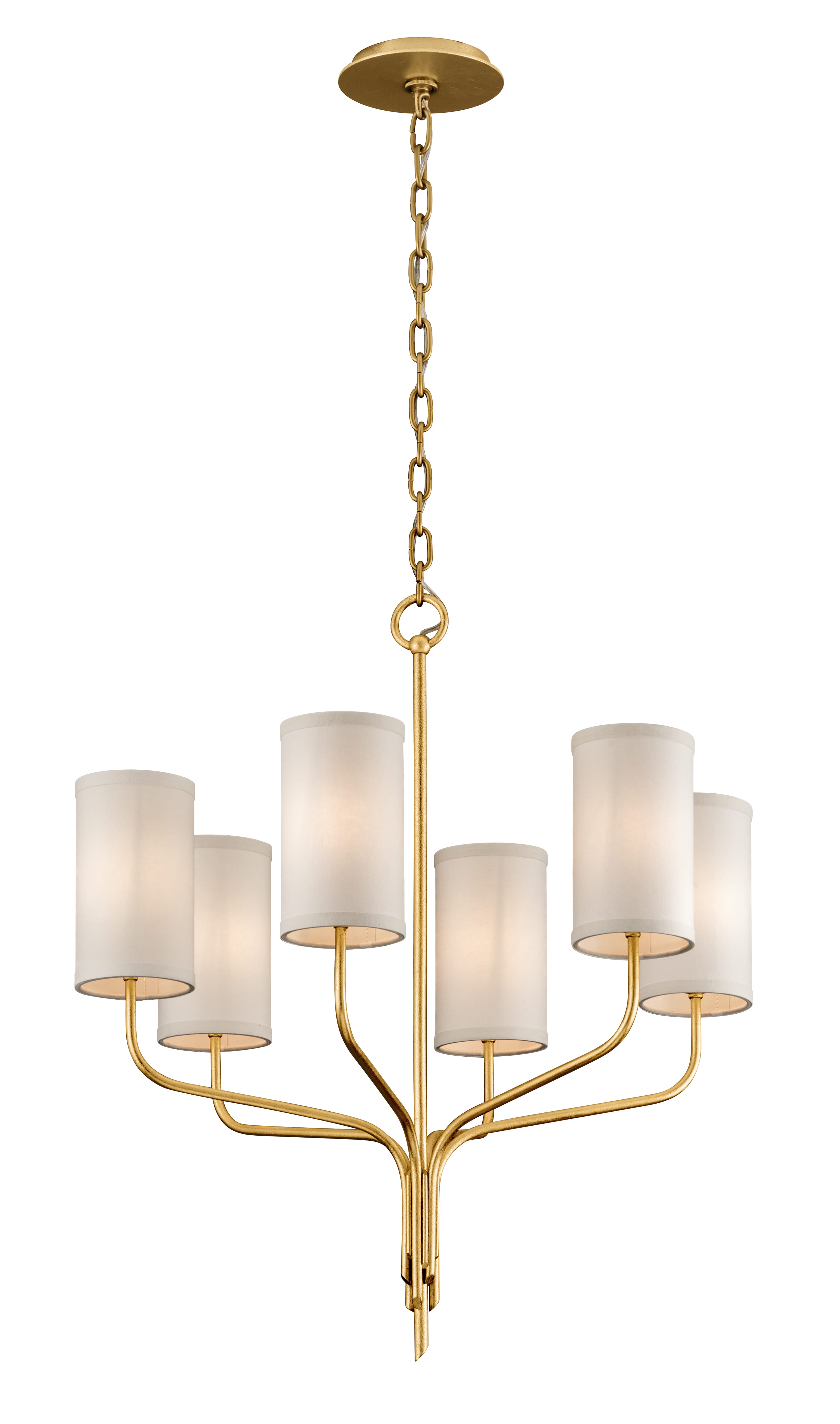 Troy Juniper 6-Light Chandelier in Textured Gold Leaf