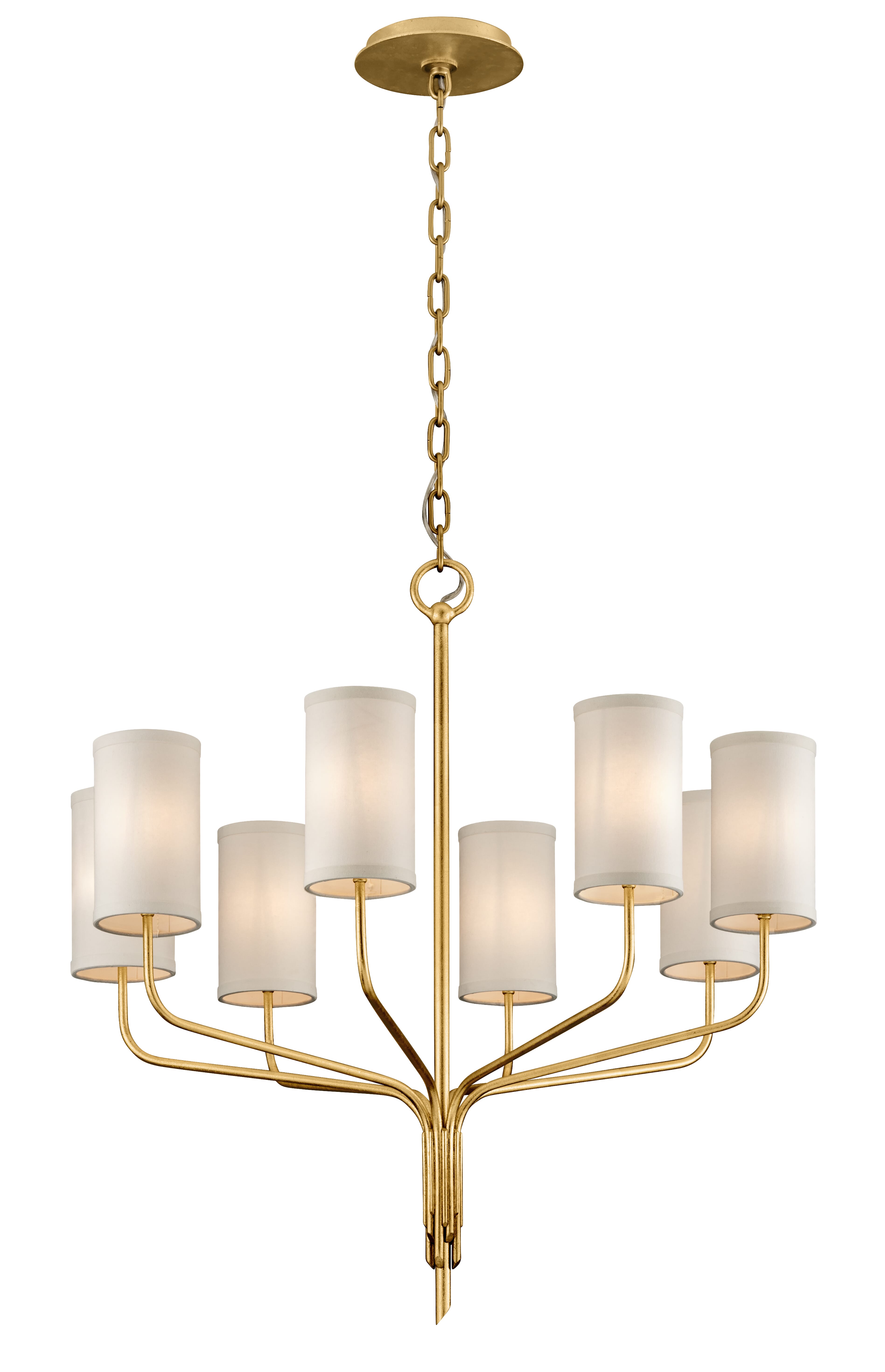 Troy Juniper 8-Light Chandelier in Textured Gold Leaf