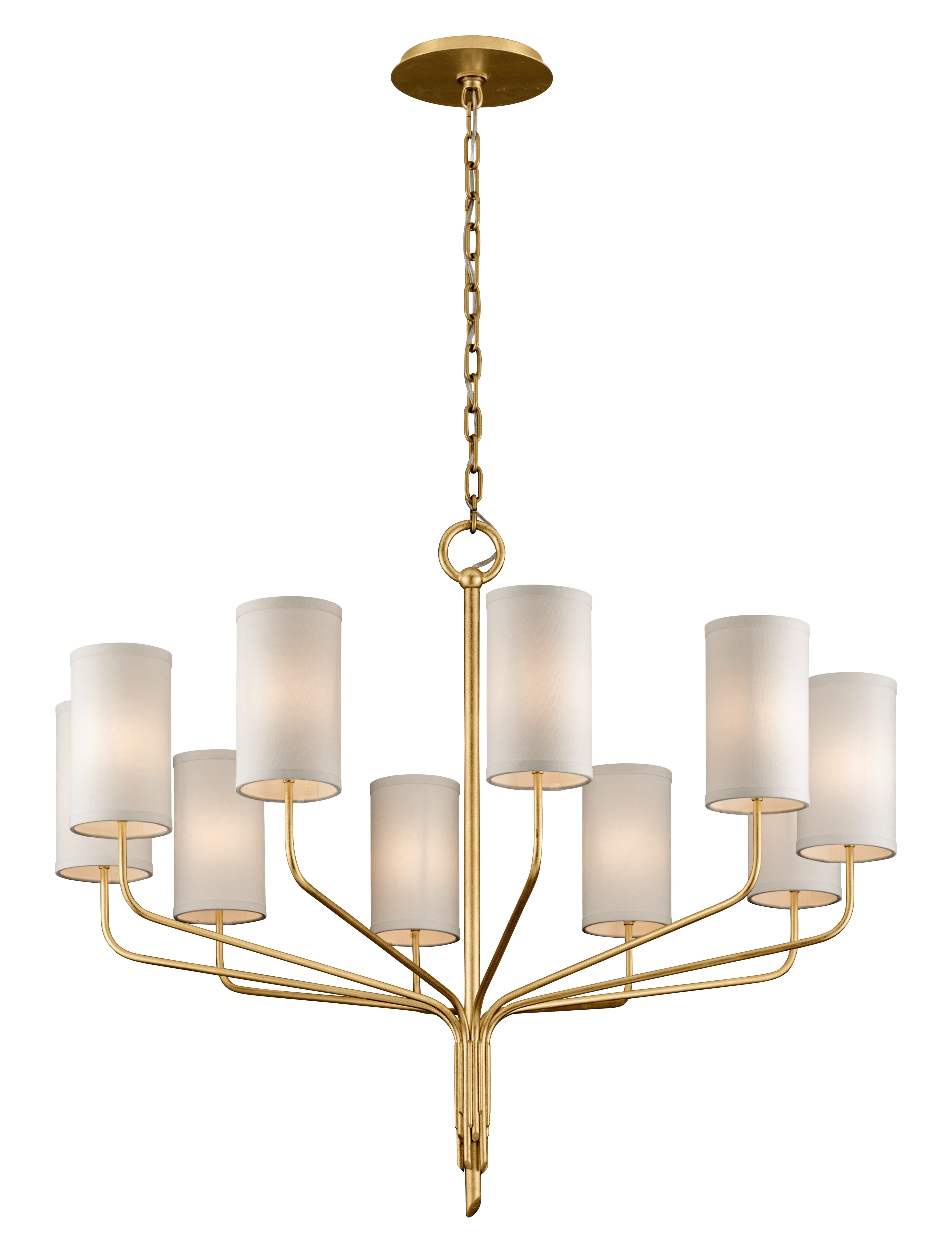 Troy Juniper 10-Light Chandelier in Textured Gold Leaf