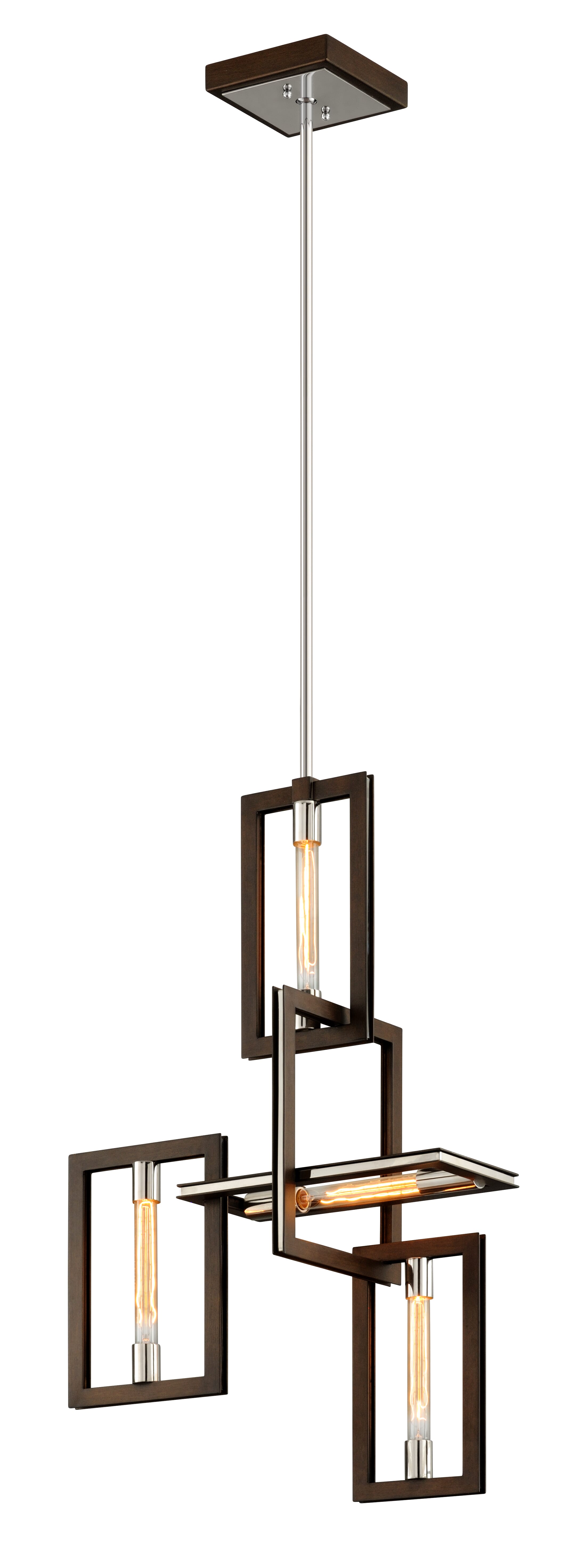 Troy Enigma 4-Light 38" Pendant Light in Bronze with Polished Stainless