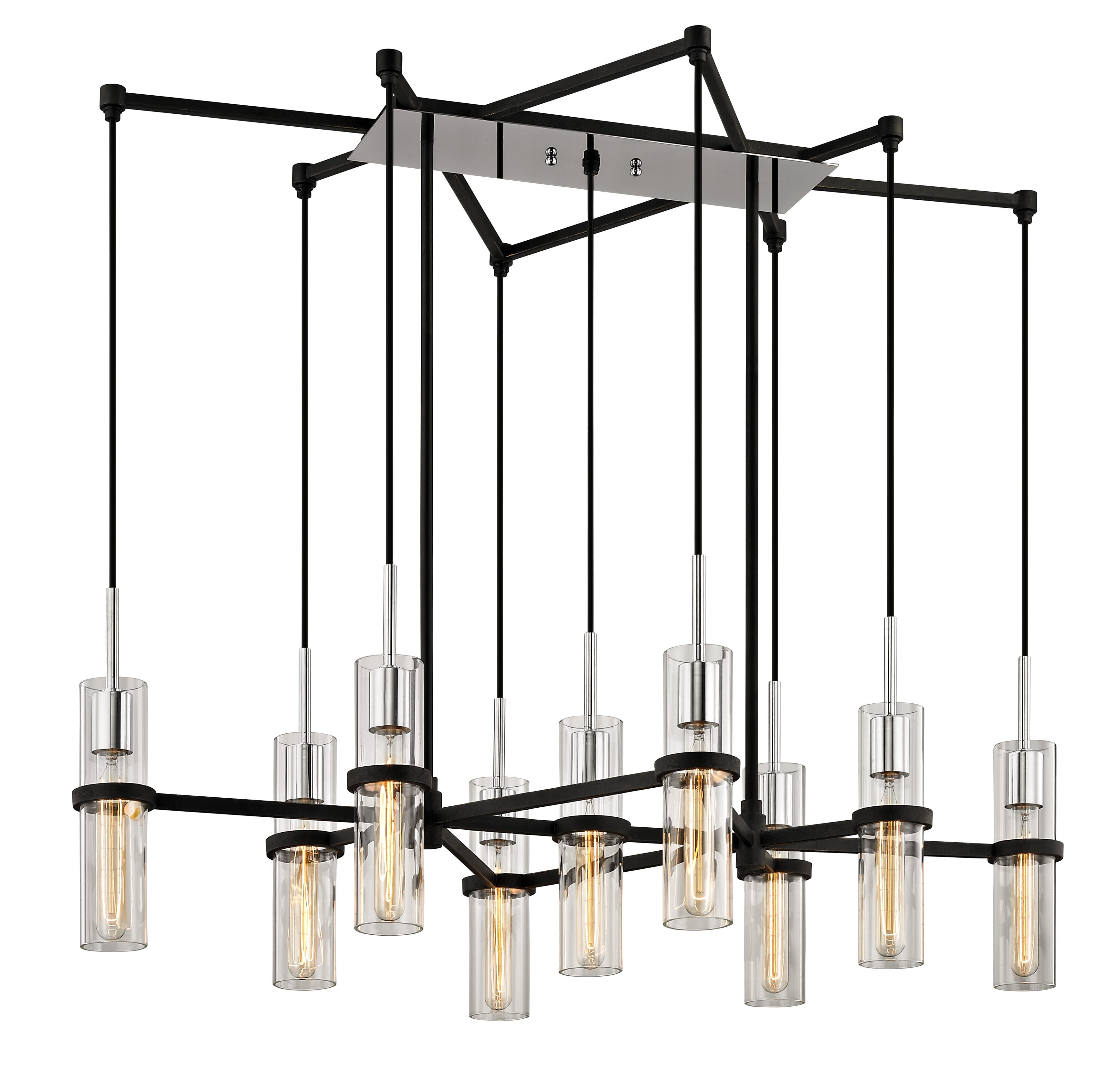 Troy Xavier 9-Light Chandelier in Vintage Iron