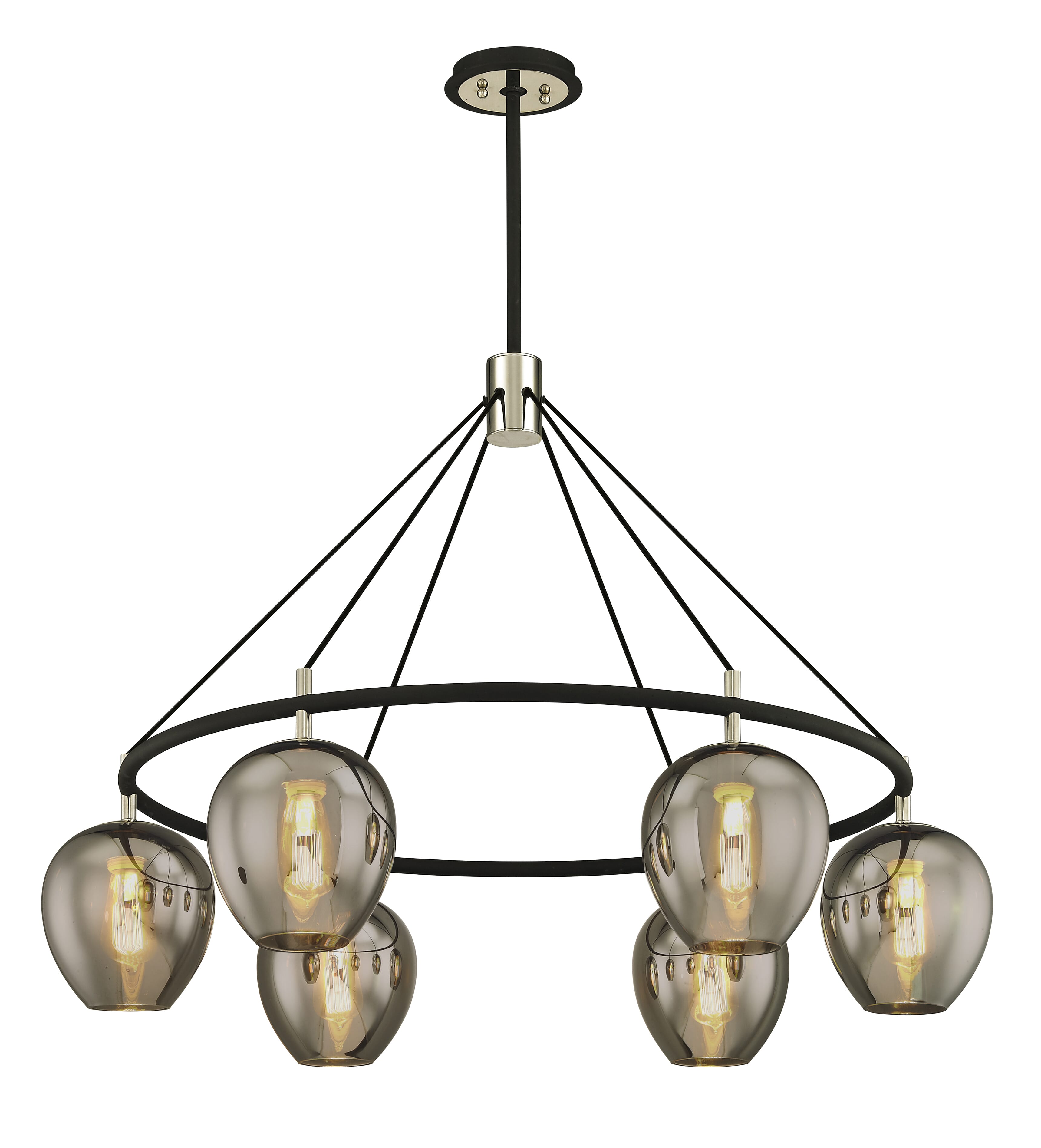 Troy Iliad 6-Light Chandelier in Carbide Black & Polished Nickel