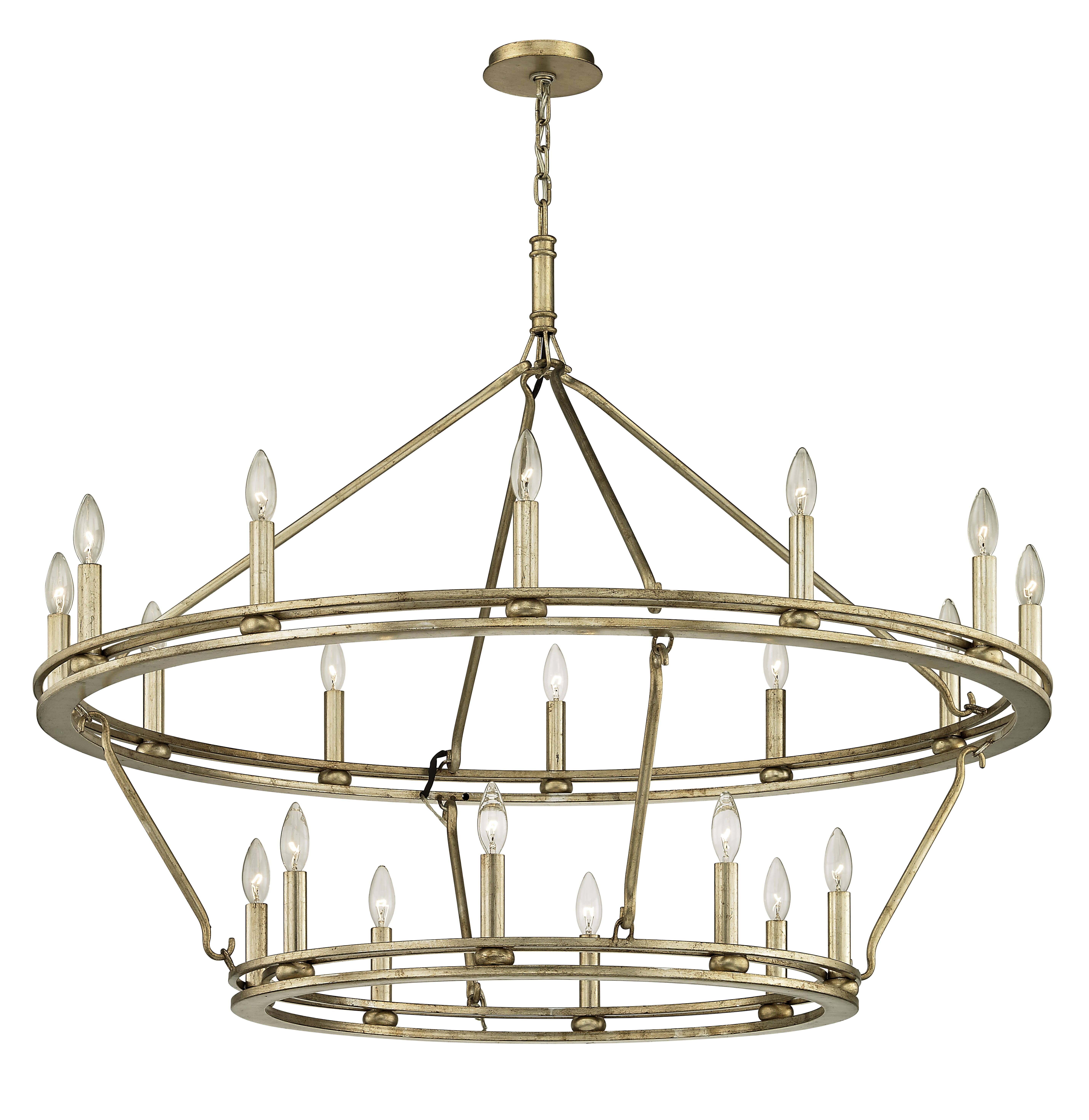 Troy Sutton 20-Light Chandelier in Champagne Silverver Leaf