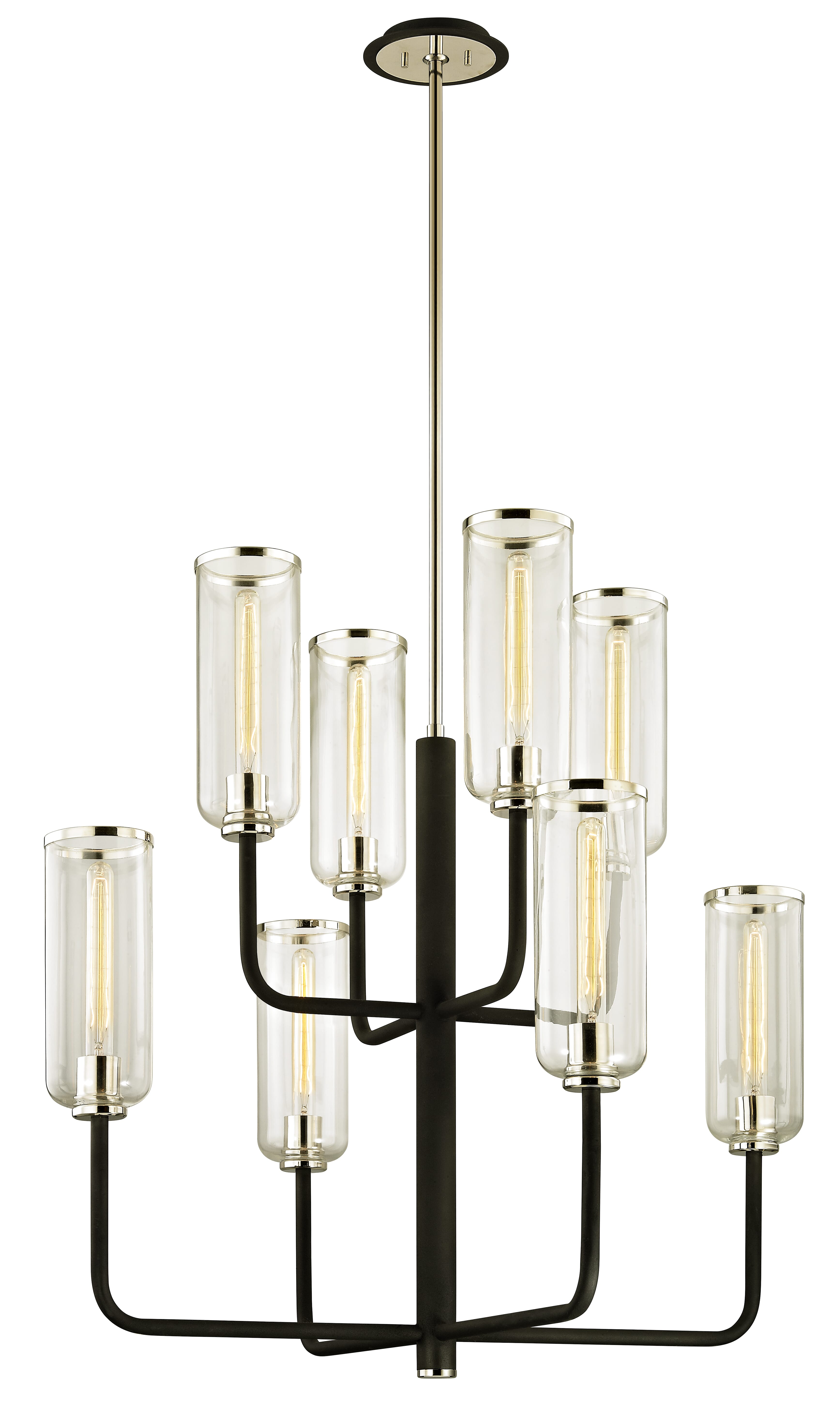 Troy Aeon 8-Light Chandelier in Carbide Black & Polished Nickel