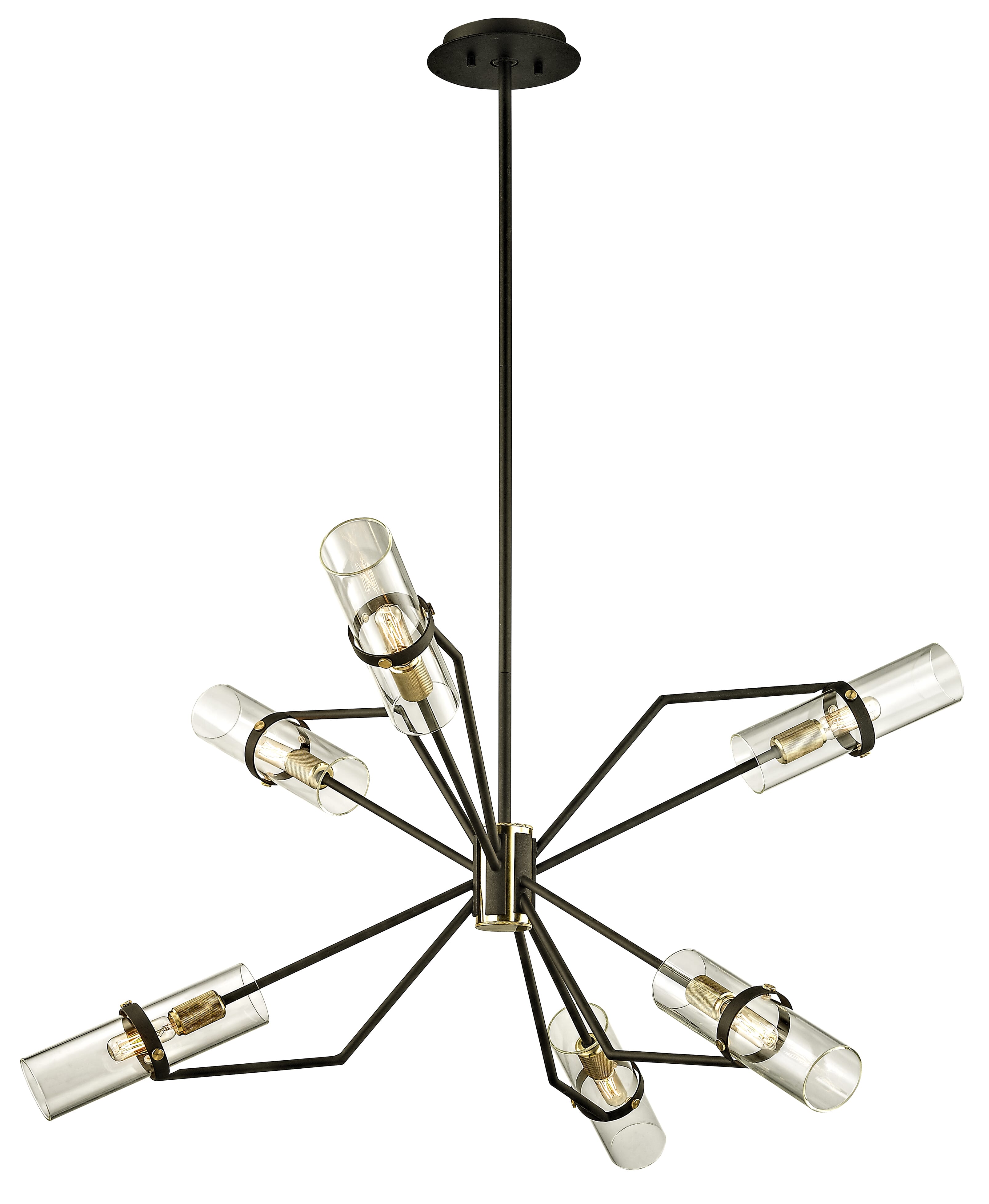 Troy Raef 6-Light Chandelier in Textured Bronze Brushed Brass