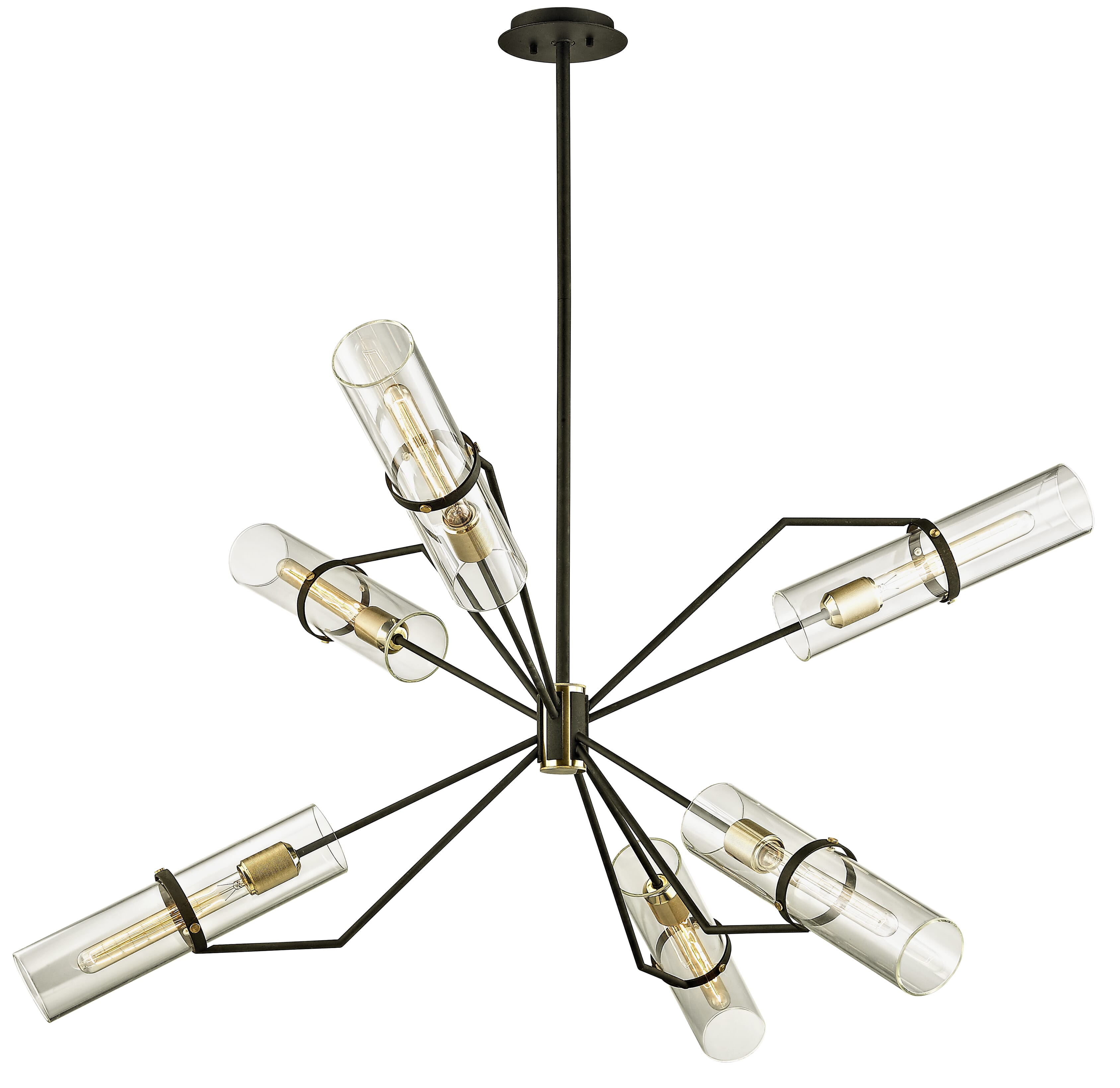 Troy Raef 6-Light Chandelier in Textured Bronze Brushed Brass