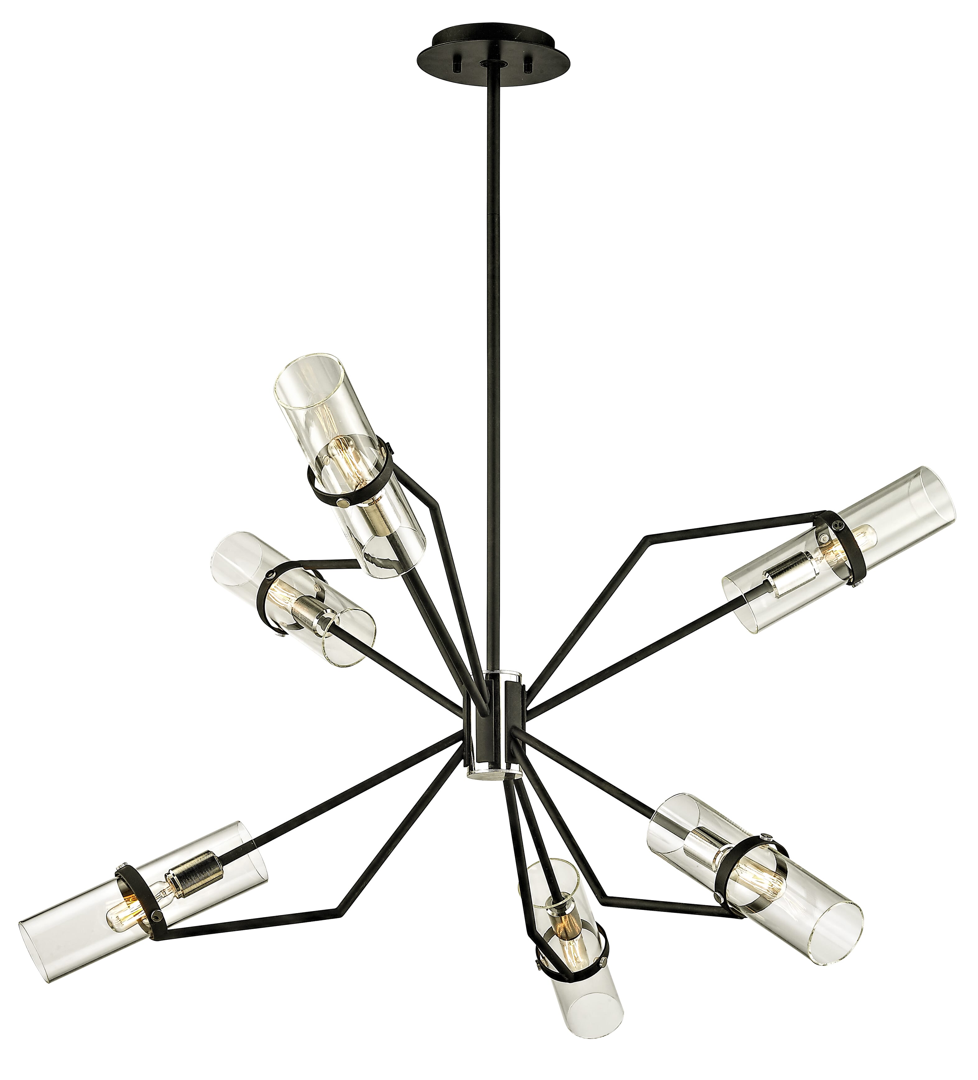 Troy Raef 6-Light Chandelier in Textured Black & Polish Nickel