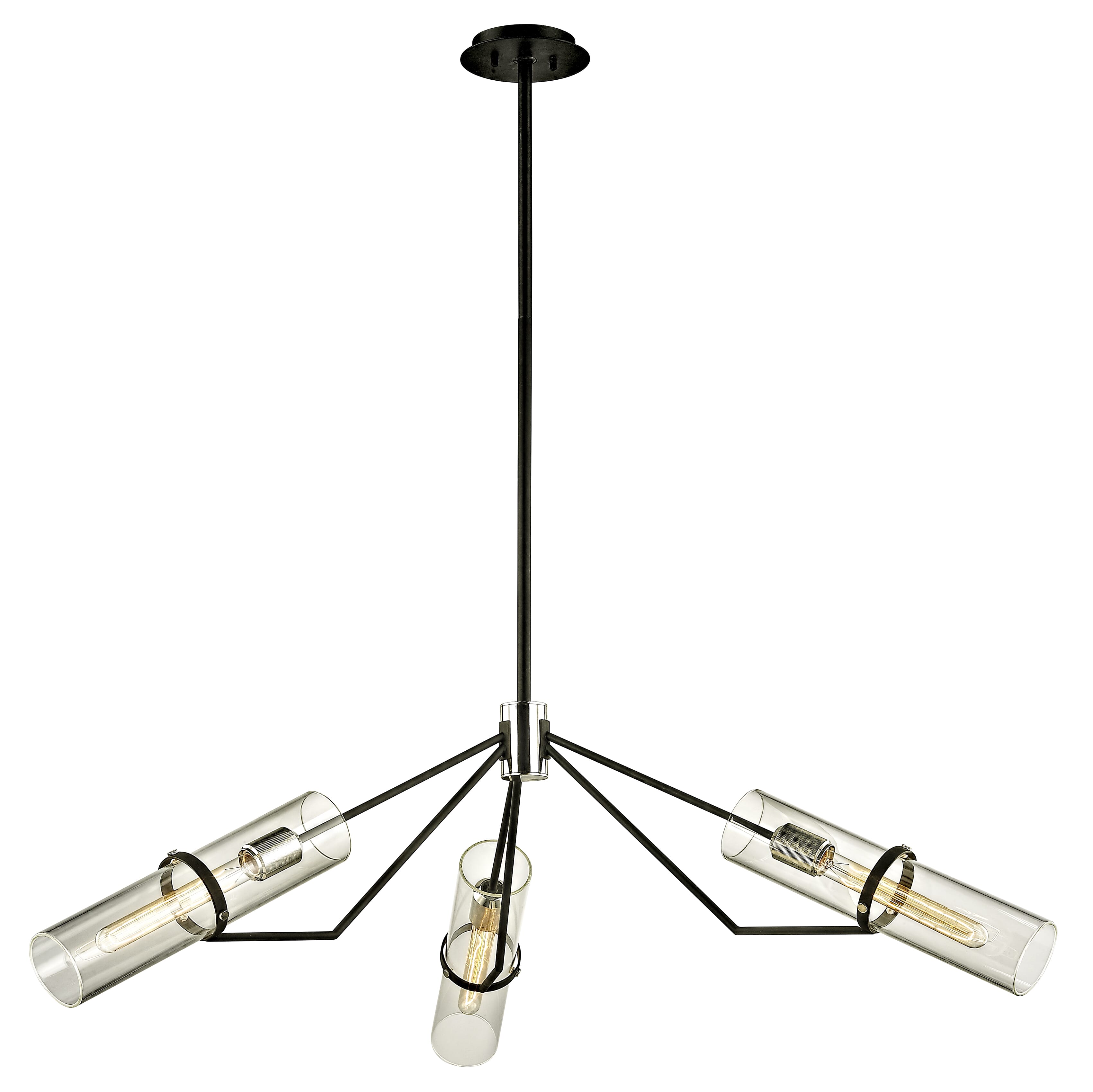 Troy Raef 3-Light Chandelier in Textured Black & Polish Nickel