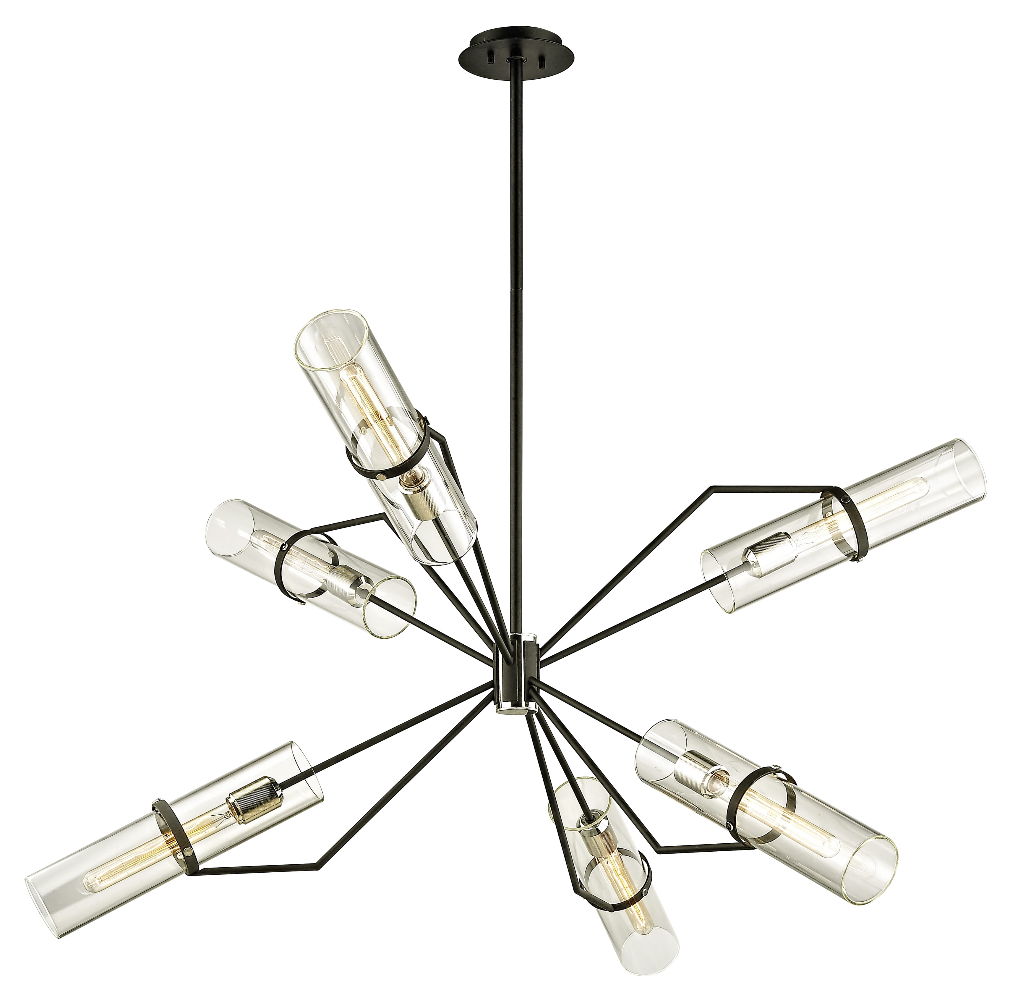 Troy Raef 6-Light Chandelier in Textured Black & Polish Nickel