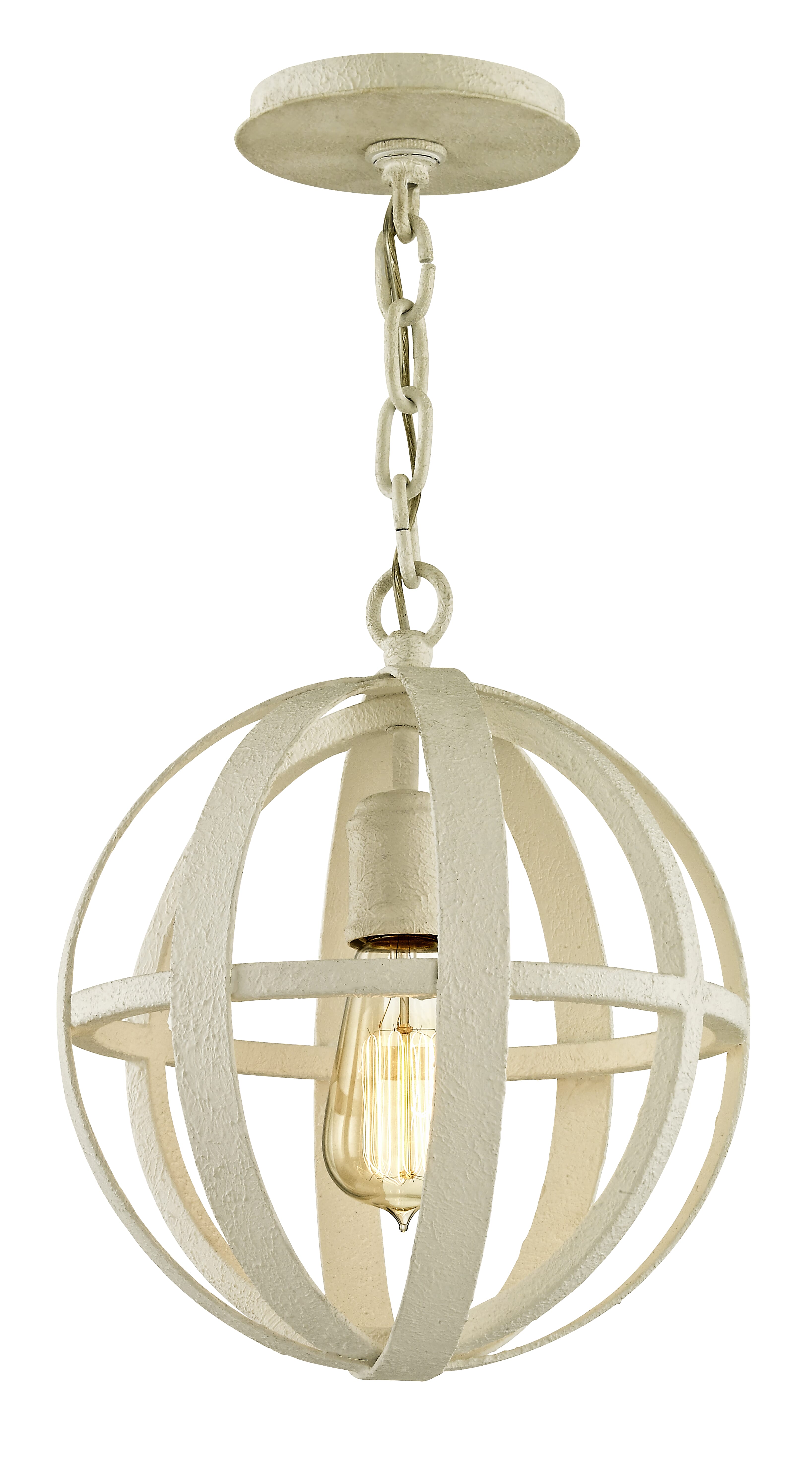 Troy Flatiron 12" Pendant Light in Gesso White