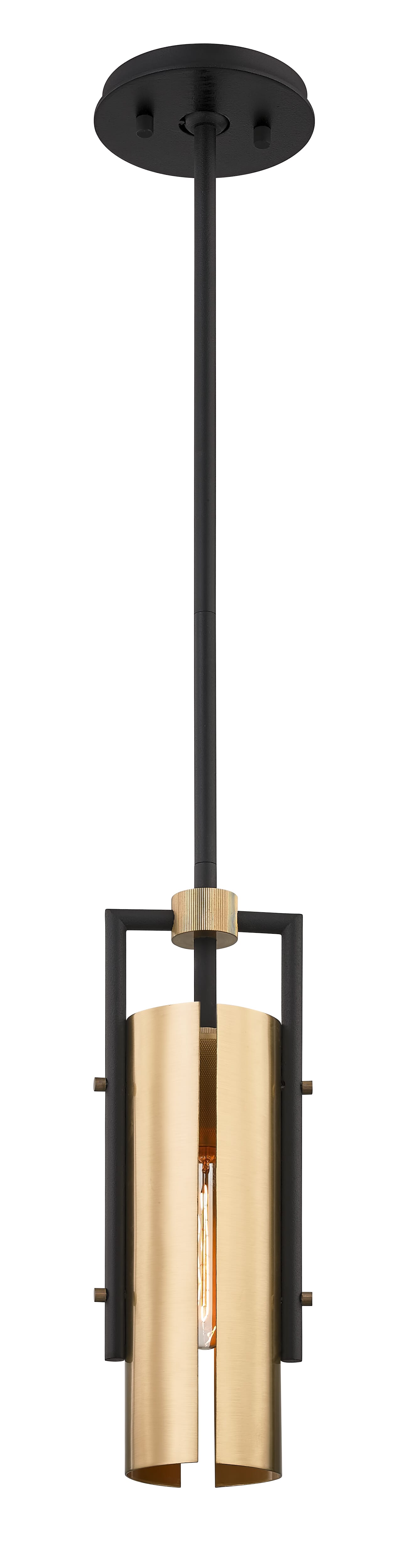 Troy Emerson 13" Pendant Light in Carbide Black & Brushed Brass