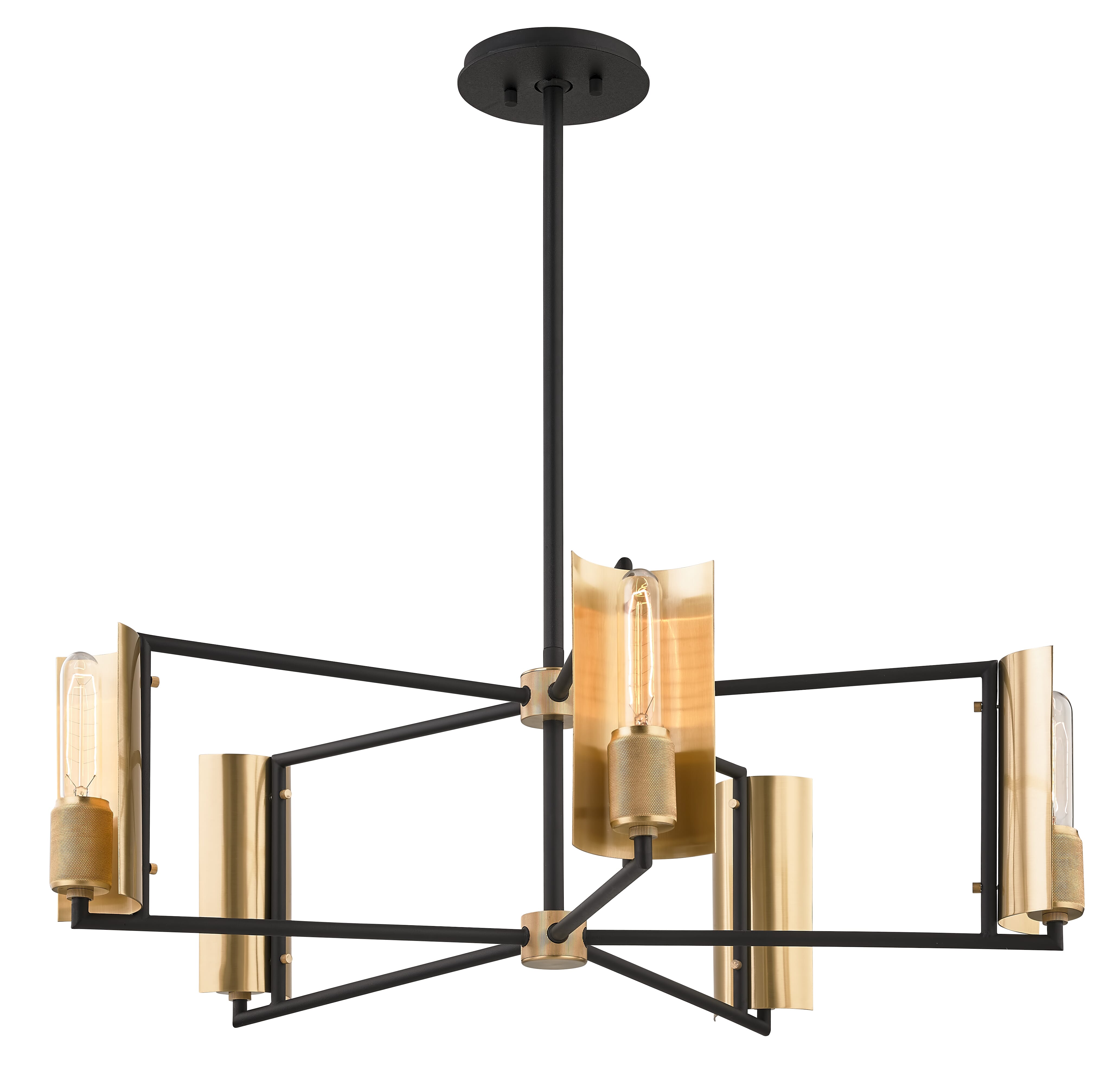 Troy Emerson 5-Light Chandelier in Carbide Black & Brushed Brass