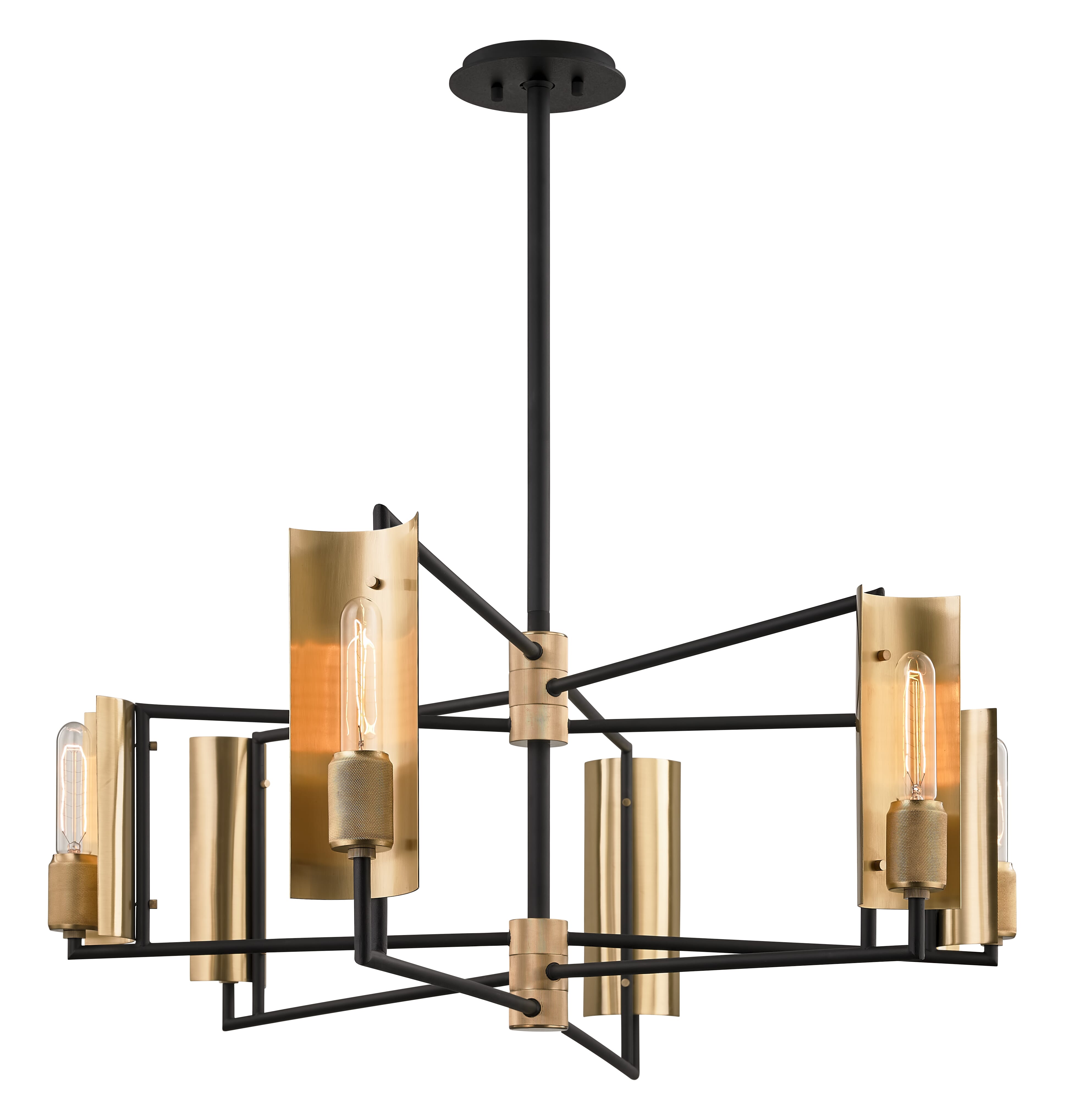 Troy Emerson 6-Light 27" Kitchen Island Light in Carbide Black & Brushed Brass