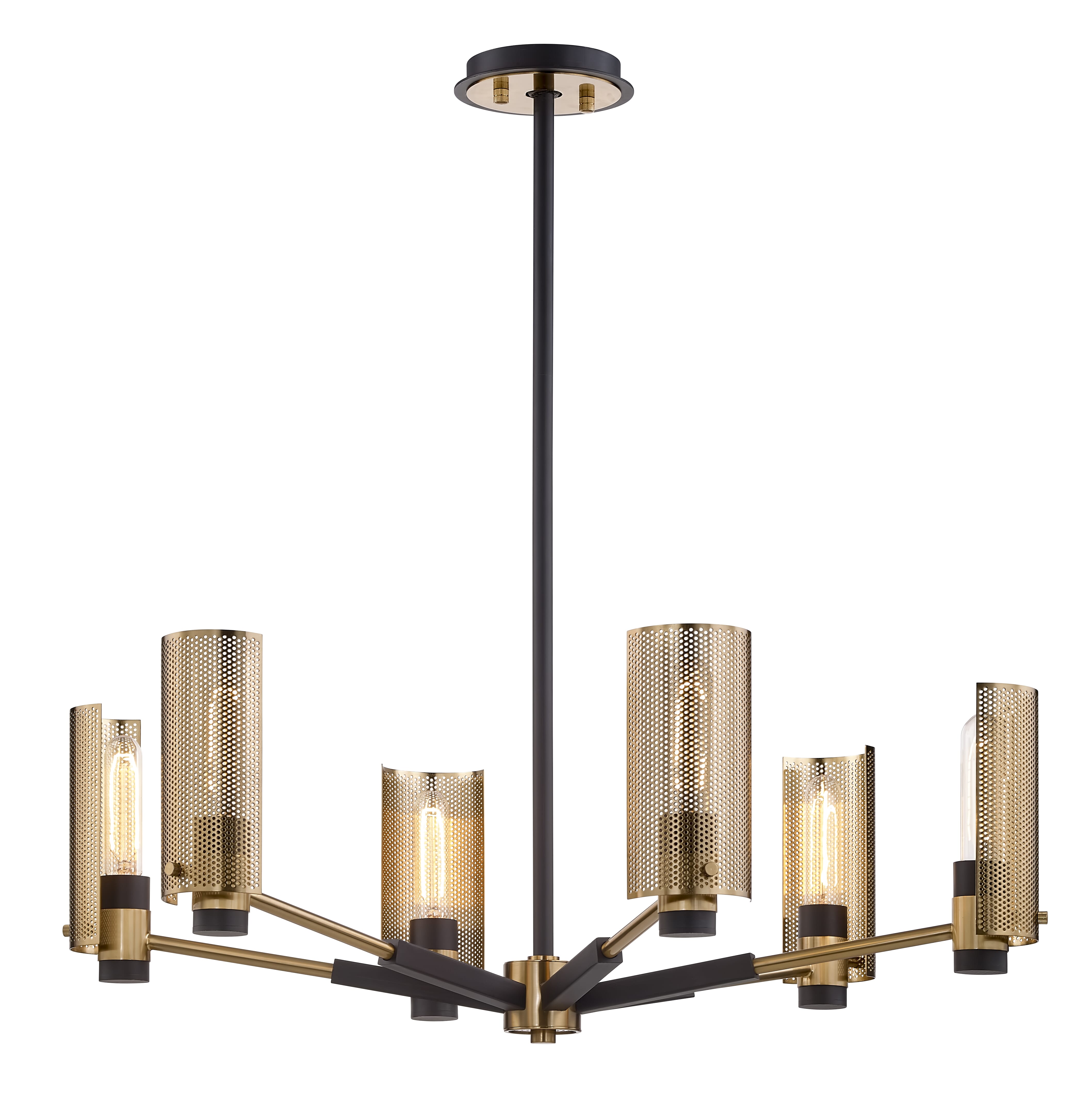 Troy Pilsen 6-Light Chandelier in Modern Bronze and Aged Brass