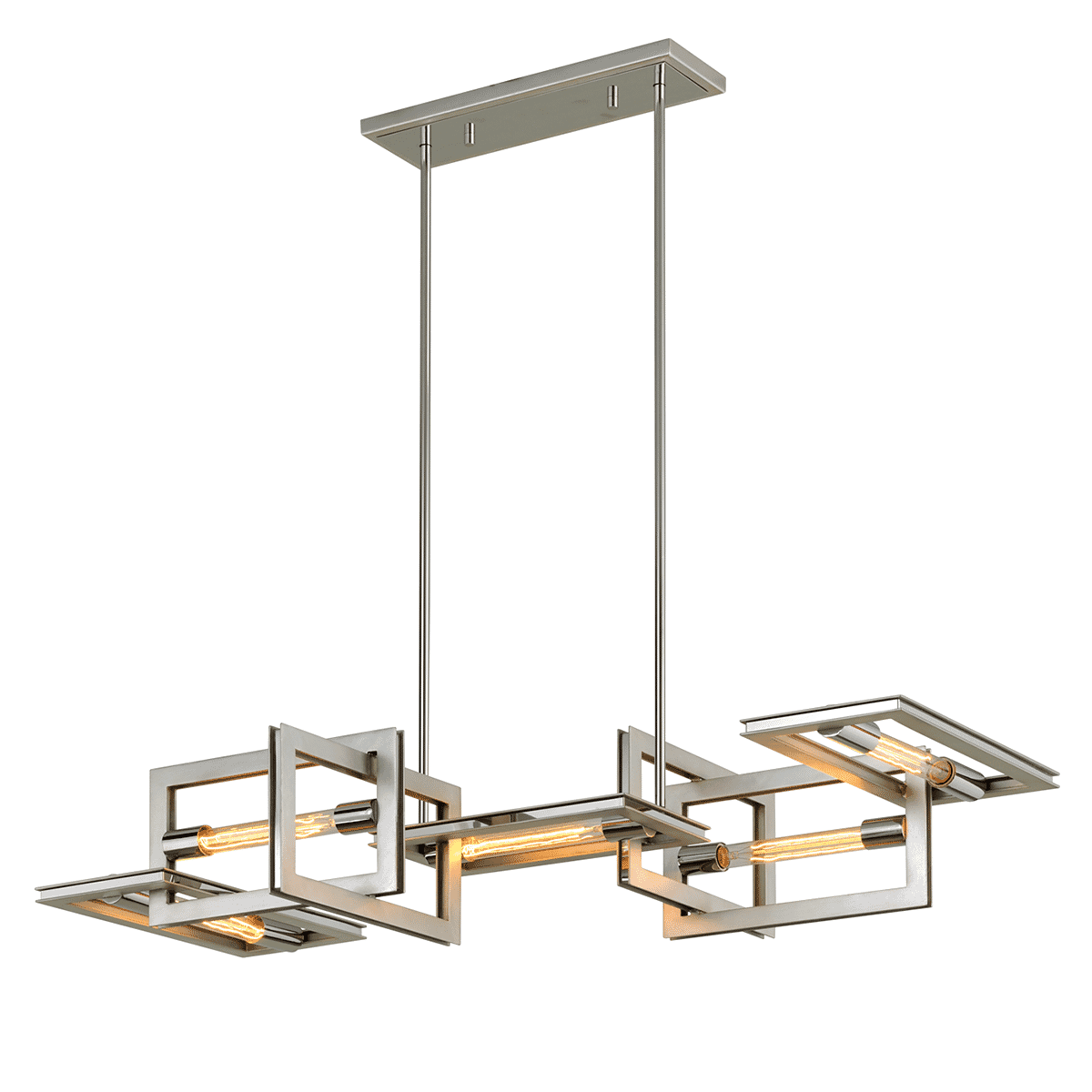 Troy Enigma 5-Light Chandelier in Silver Leaf with Stainless Accents