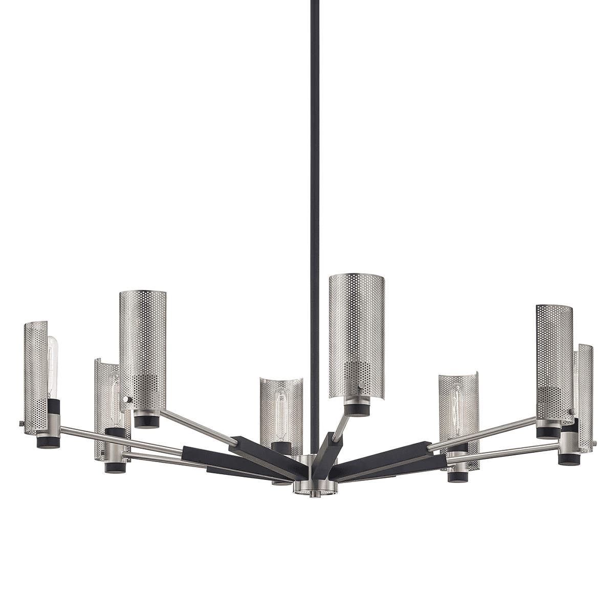 Troy Pilsen 8-Light Chandelier in Carb Black with Satin Nickel Accents