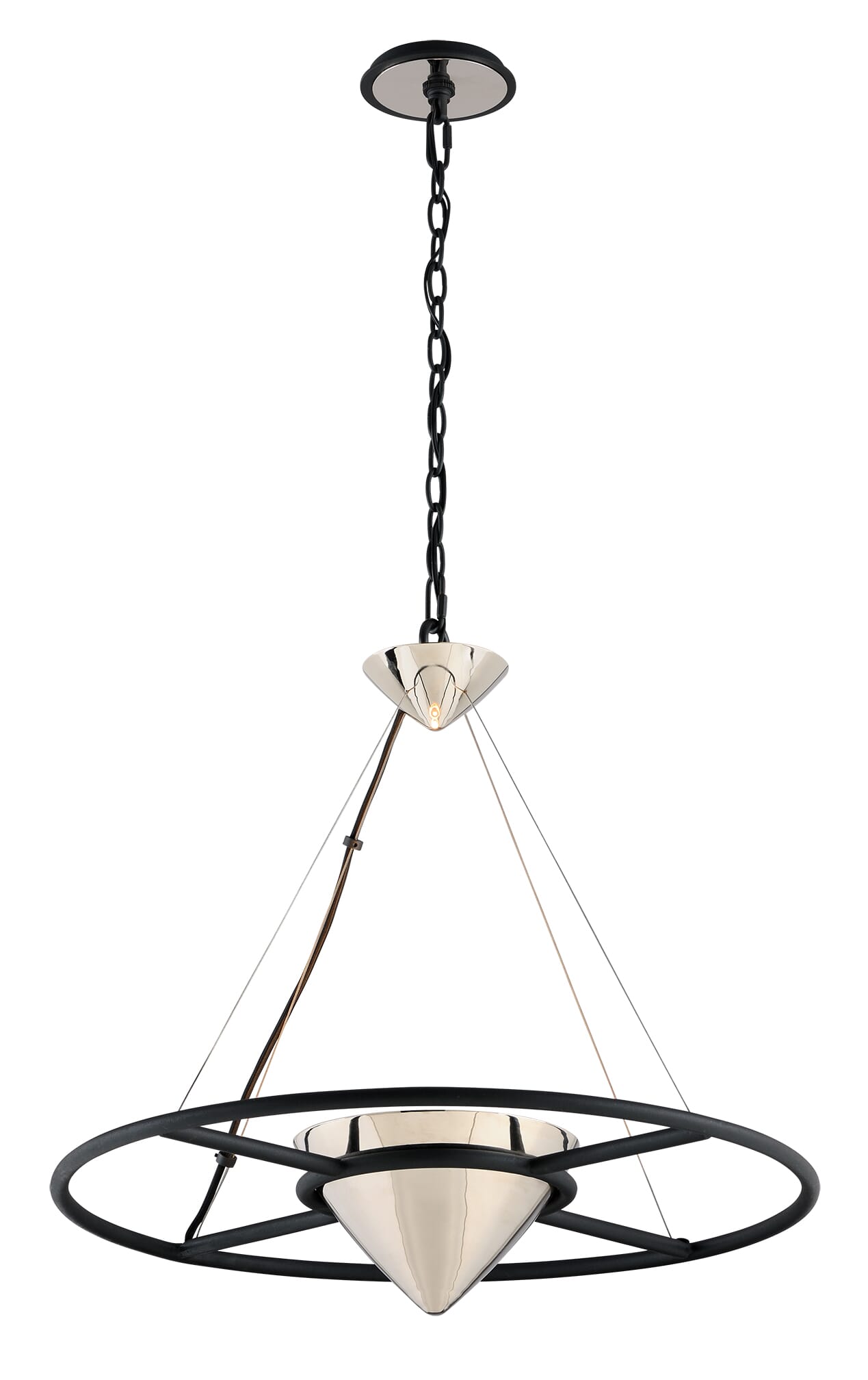 Troy Zero Gravity 24" Pendant Light in Carbide Black & Polished Nickel