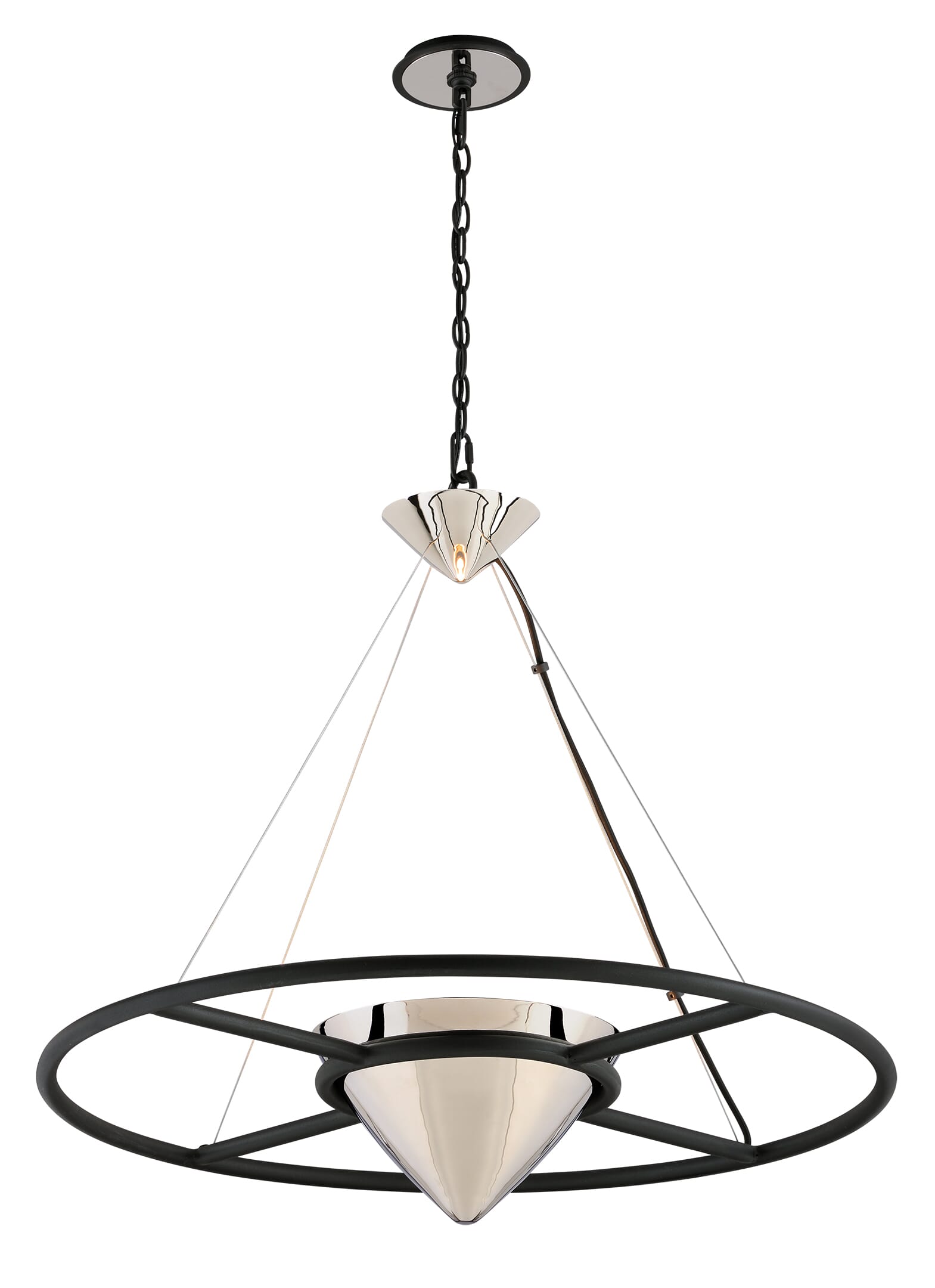 Troy Zero Gravity 29" Pendant Light in Carbide Black & Polished Nickel