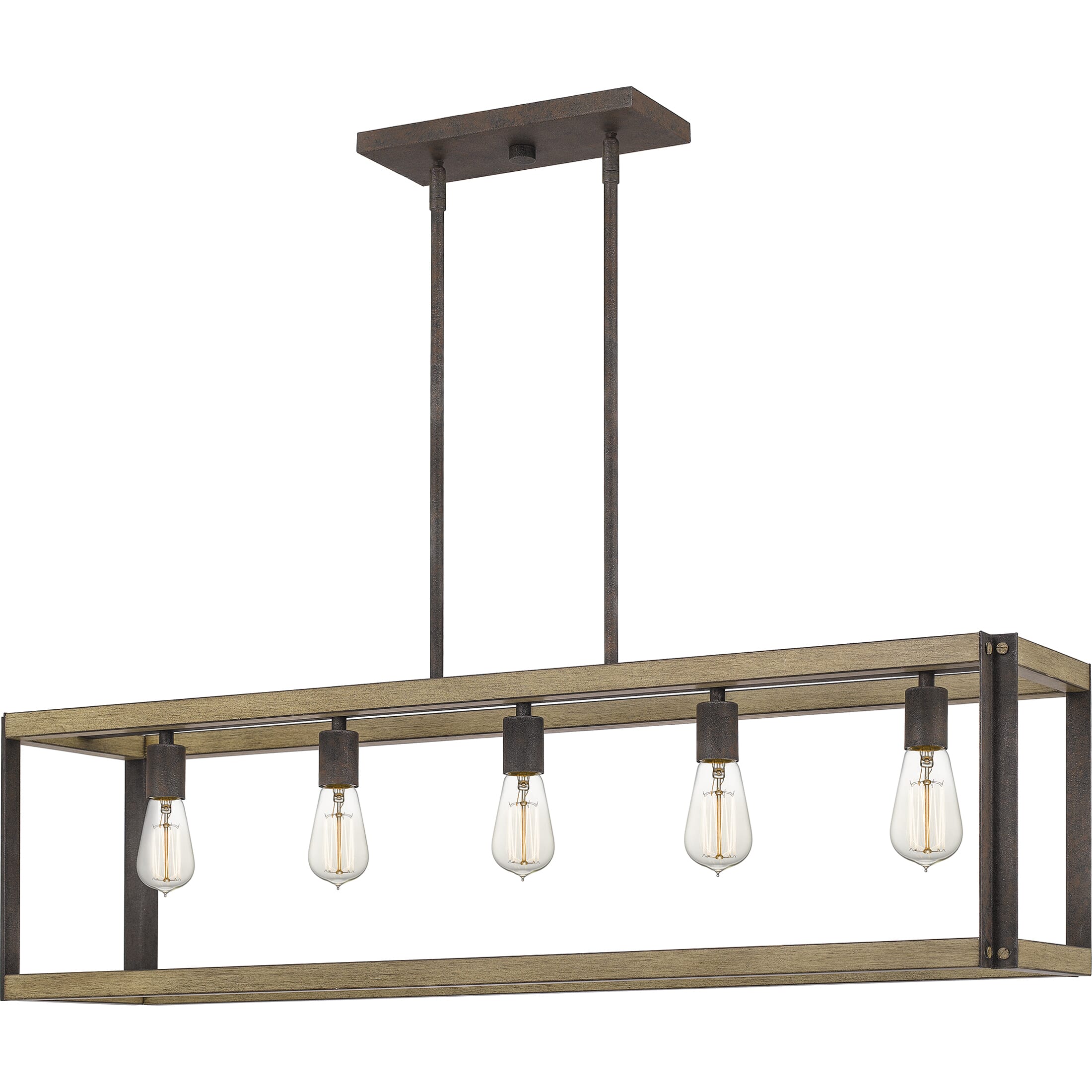 Quoizel Finn 5-Light 42" Kitchen Island Light in Rustic Black