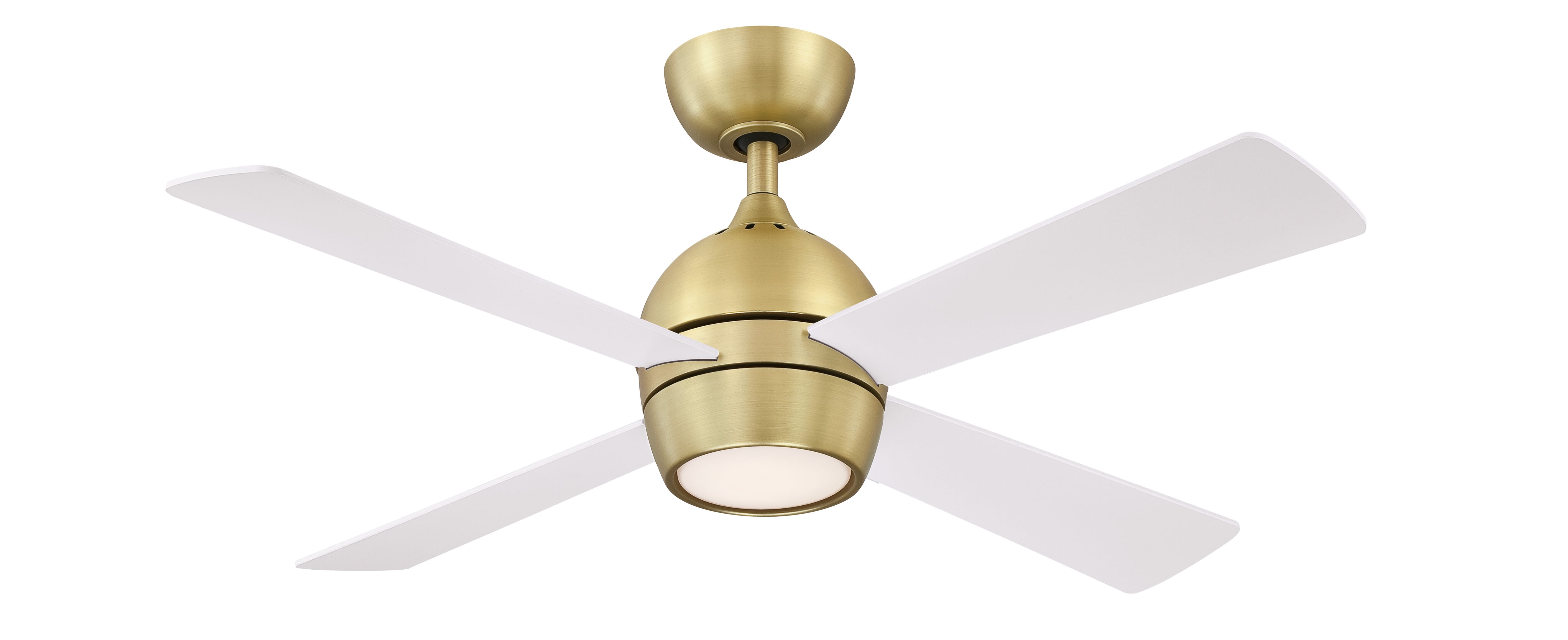 Fanimation Kwad 44" LED Indoor Ceiling Fan in Brushed Satin Brass with Opal Frosted Glass