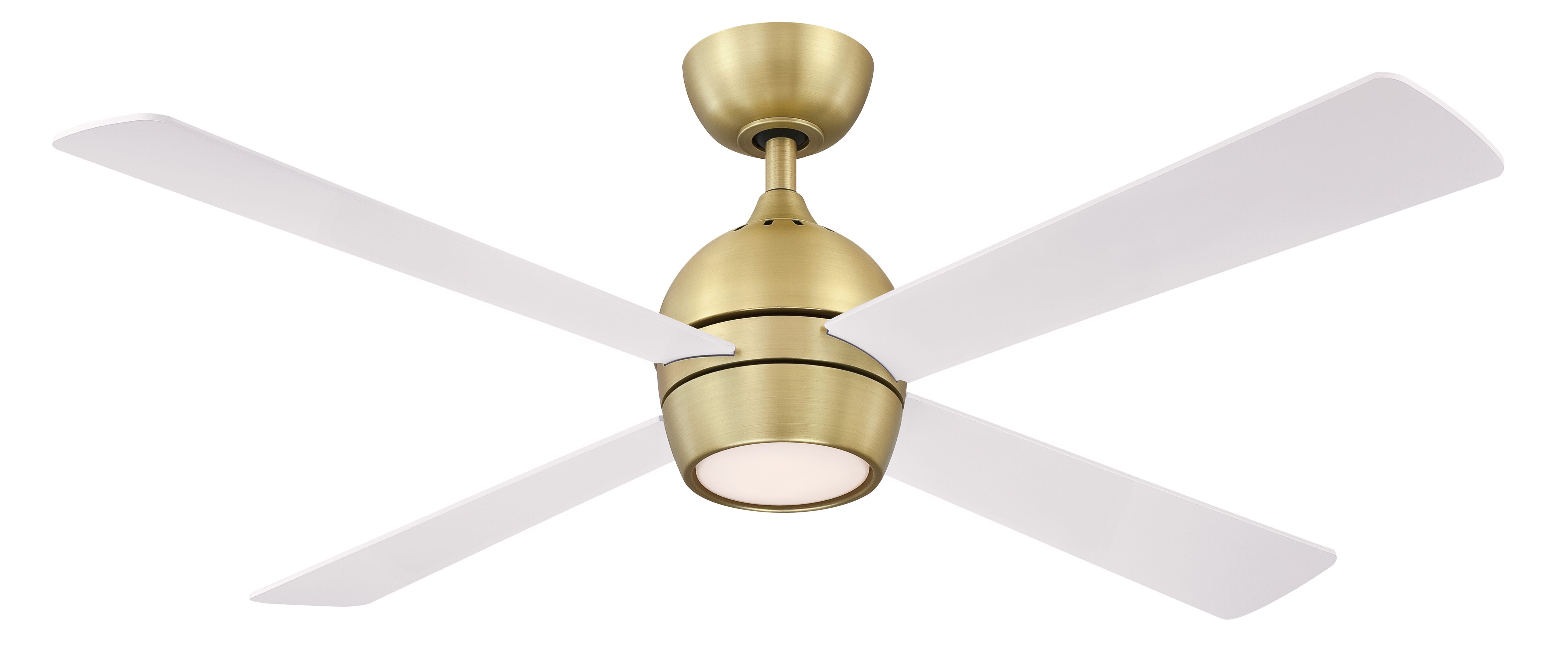 Fanimation Kwad 52" LED Indoor Ceiling Fan in Brushed Satin Brass with Opal Frosted Glass