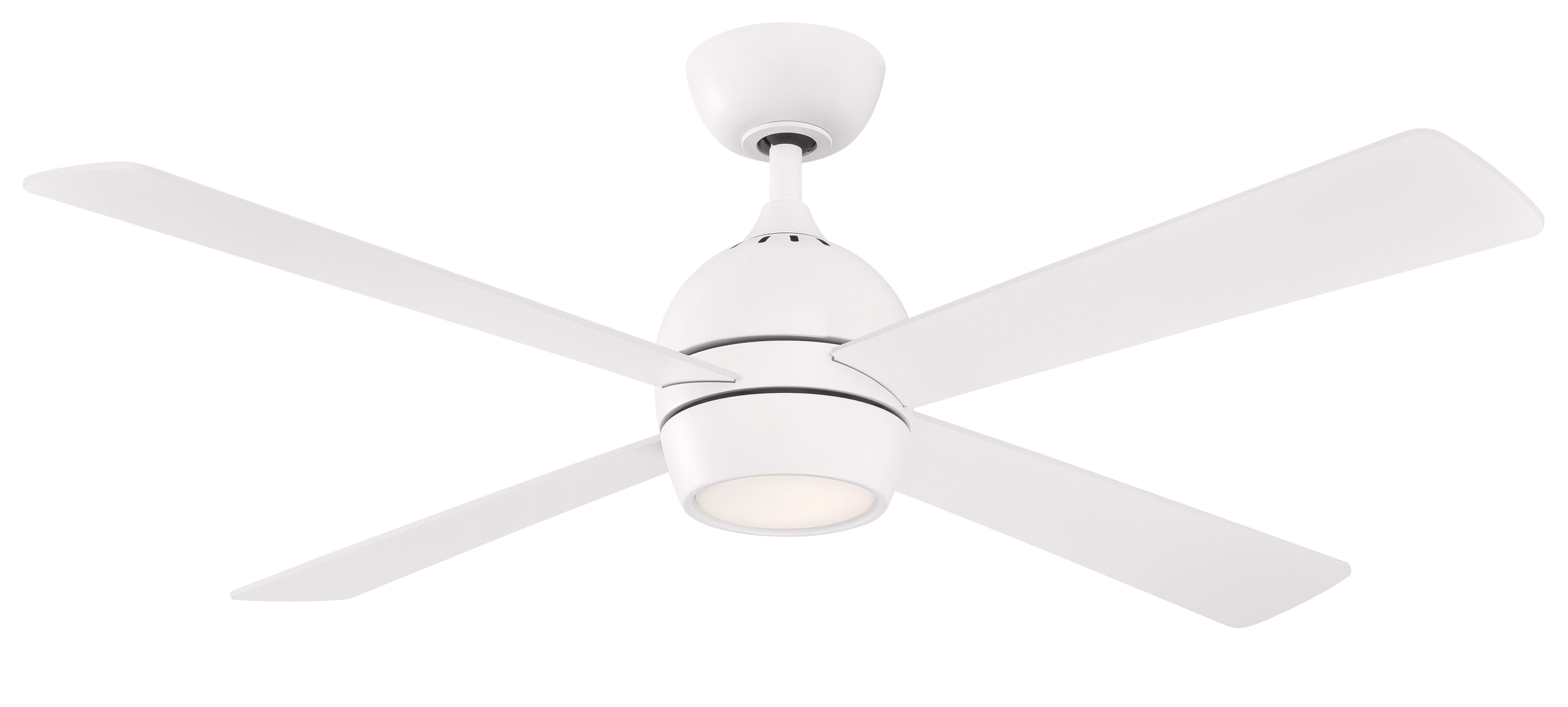 Fanimation Kwad 52" LED Indoor Ceiling Fan in Matte White with Opal Frosted Glass