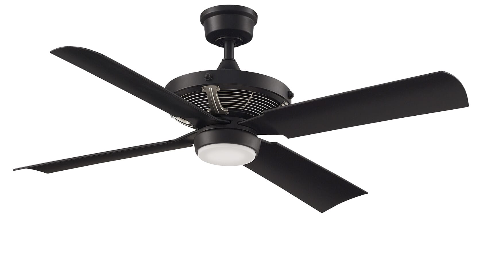 Fanimation Pickett 52" 4-Blade Indoor/Outdoor Ceiling Fan in Black with Nickel Accents