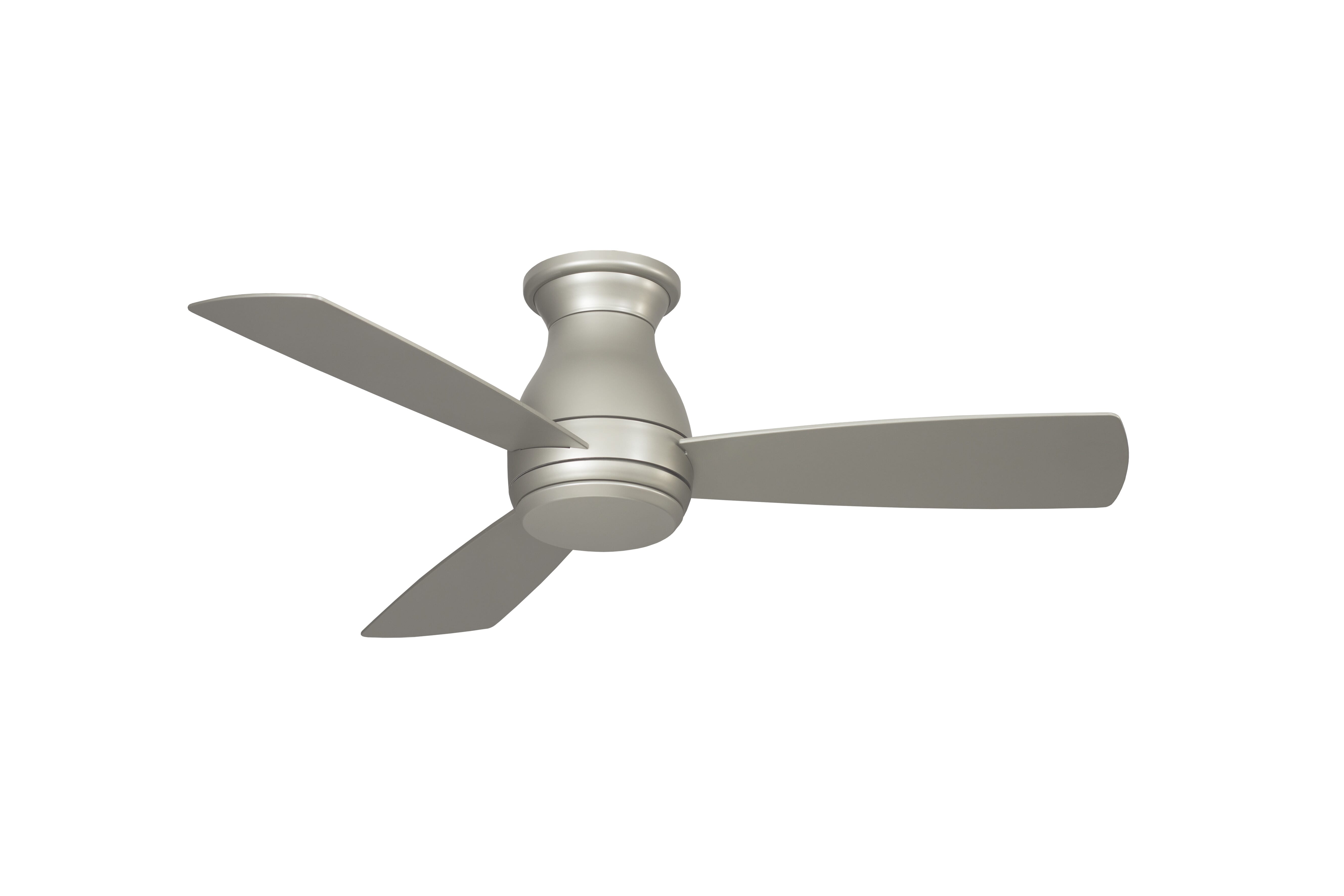 Fanimation Hugh 44" LED Indoor/Outdoor Flush Mount Ceiling Fan in Brushed Nickel with Opal Frosted Glass