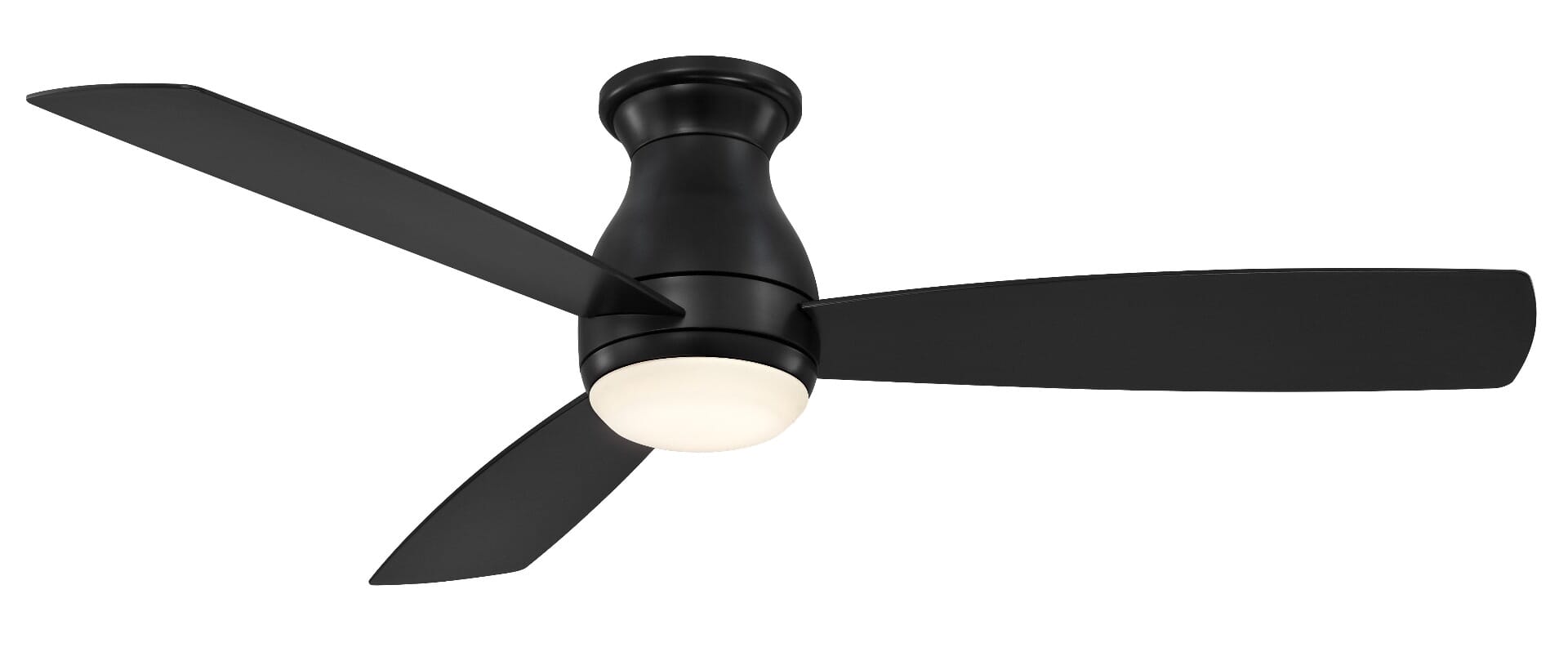 Fanimation Hugh 52" LED Indoor/Outdoor Flush Mount Ceiling Fan in Black with Opal Frosted Glass