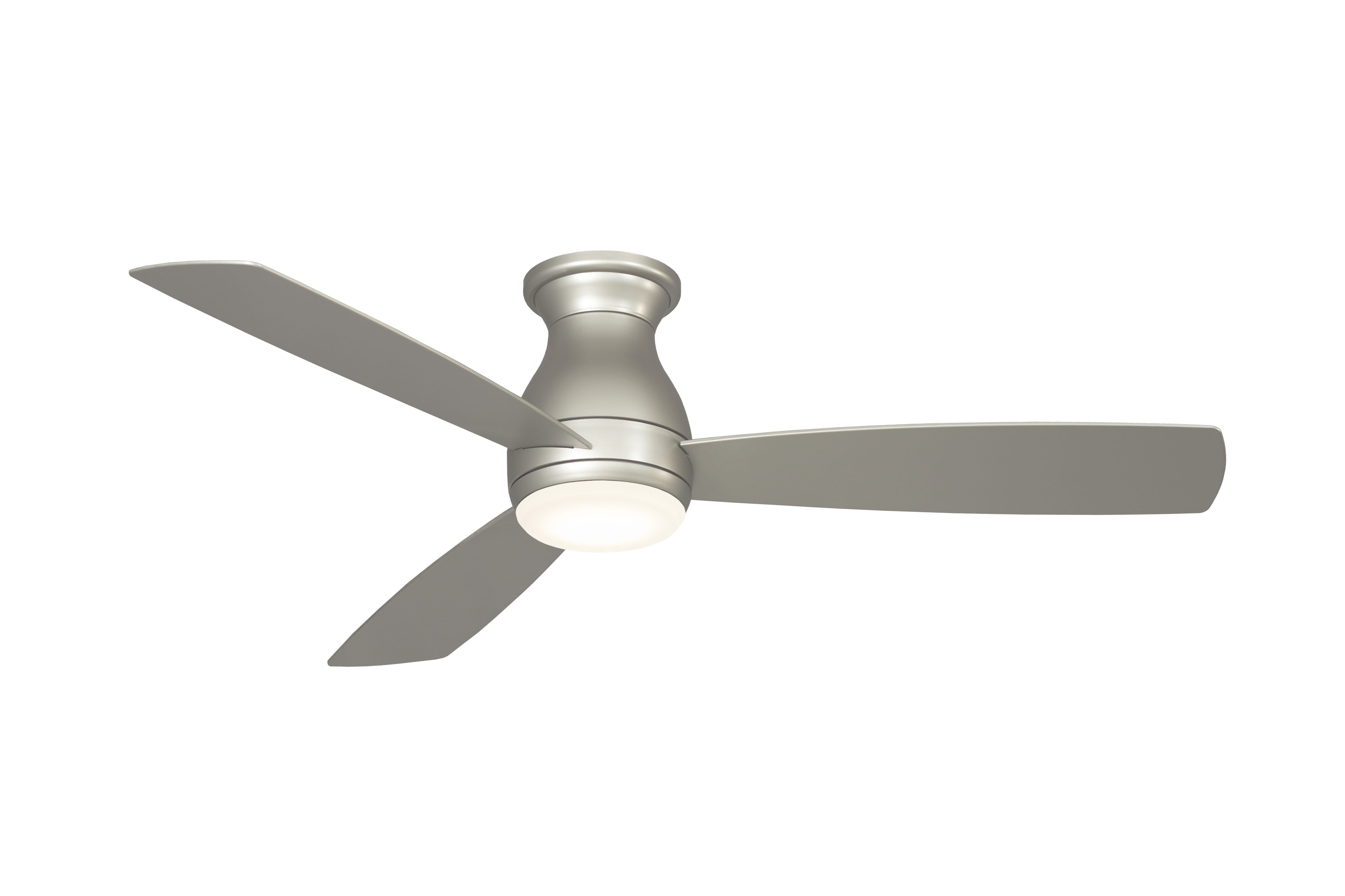 Fanimation Hugh 52" LED Indoor/Outdoor Flush Mount Ceiling Fan in Brushed Nickel with Opal Frosted Glass