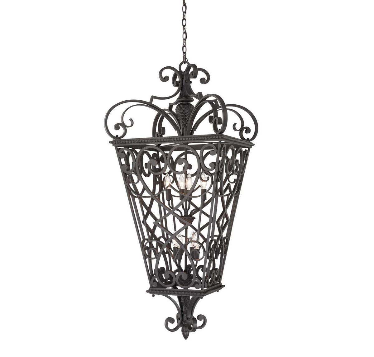 Quoizel Fort Quinn 8-Light 52" Outdoor Hanging Light in Marcado Black