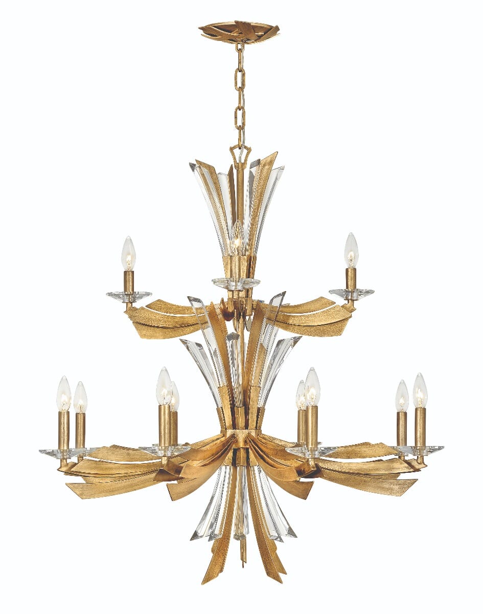 Fredrick Ramond Vida 12-Light Chandelier in Burnished Gold