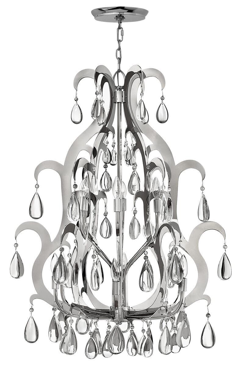 Fredrick Ramond Xanadu 30" 12-Light Crystal Chandelier in Stainless Steel