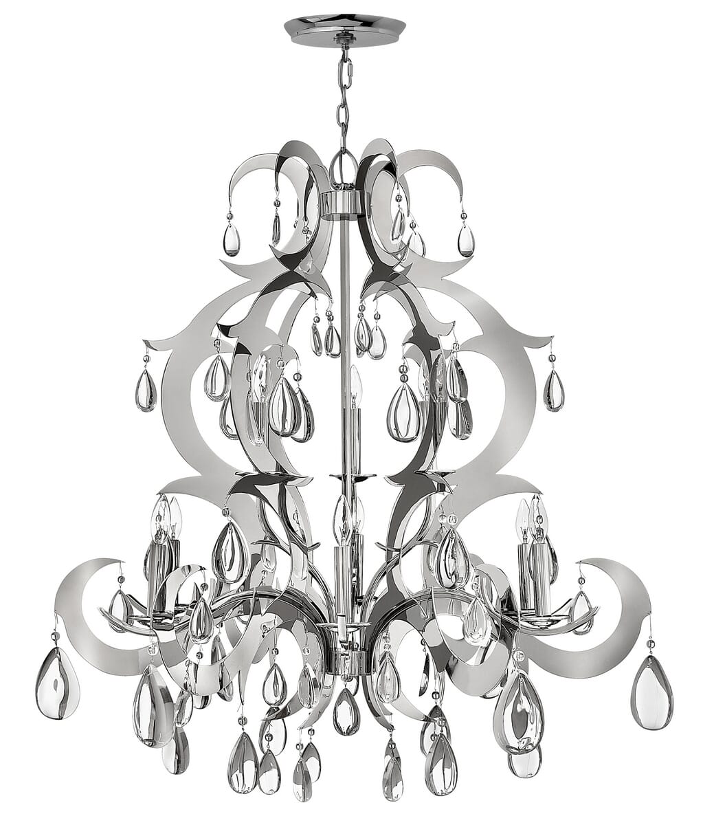 Fredrick Ramond Xanadu 9-Light Crystal Chandelier in Stainless Steel