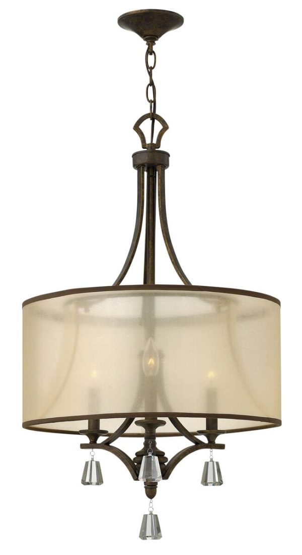 Fredrick Ramond Mime 3-Light Chandelier in French Bronze*