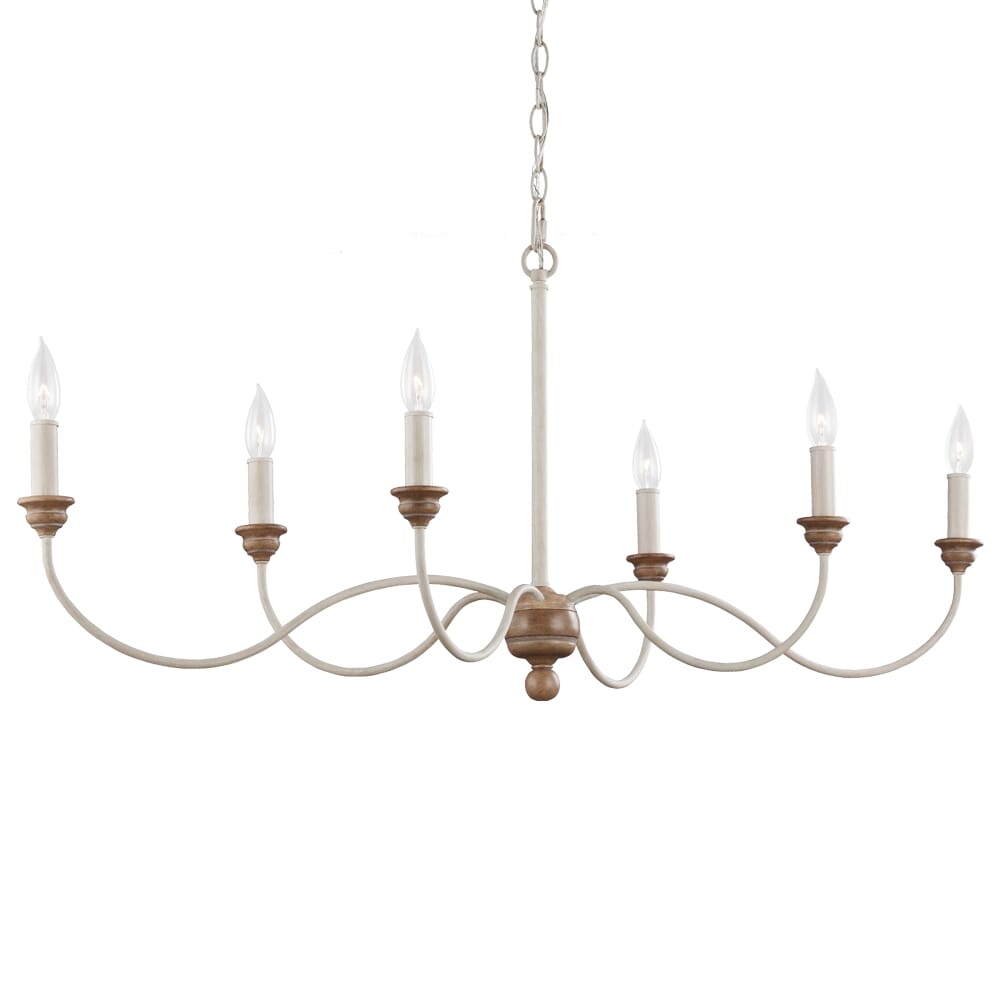 Feiss Hartsville 6-Light Chandelier in Chalk Washed And Beachwood