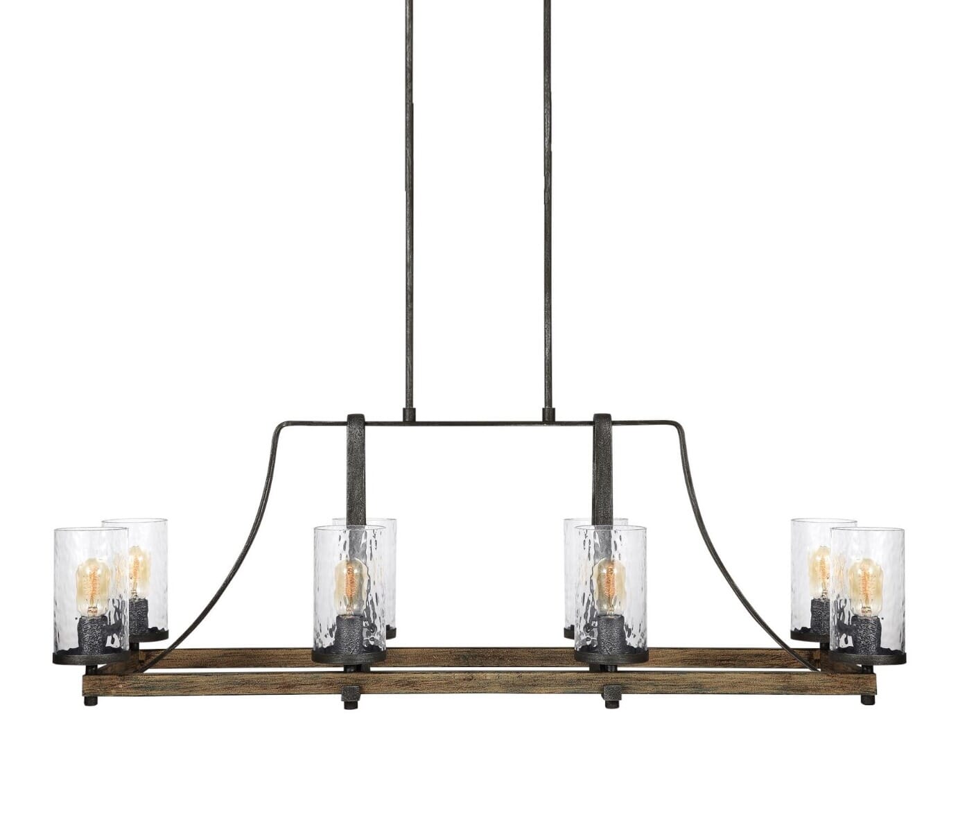 Feiss Angelo 8-Light Linear Chandelier in Distressed Oak