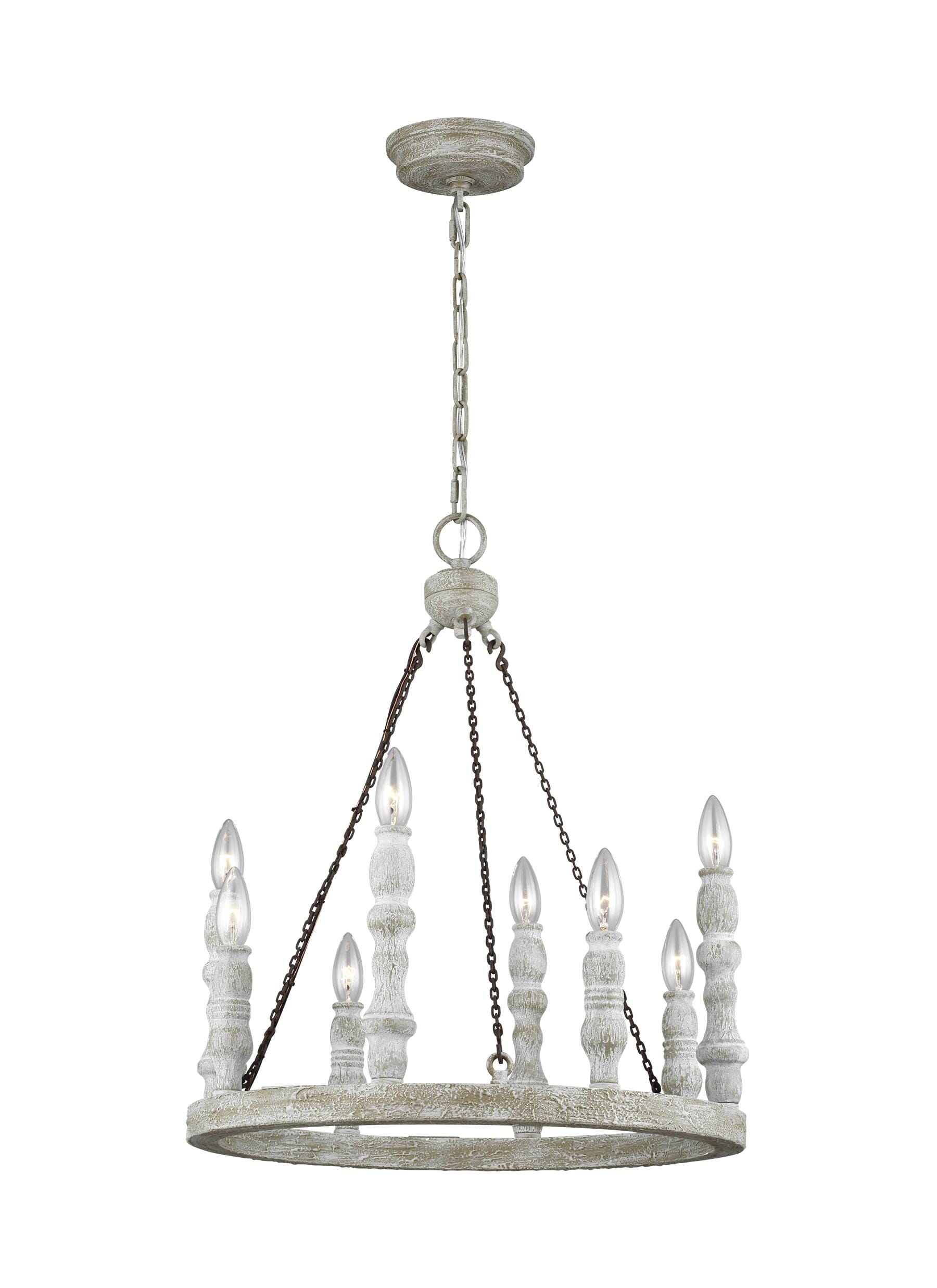 Feiss Norridge 8-Light Traditional Chandelier in Distressed Fence Board And Distressed White