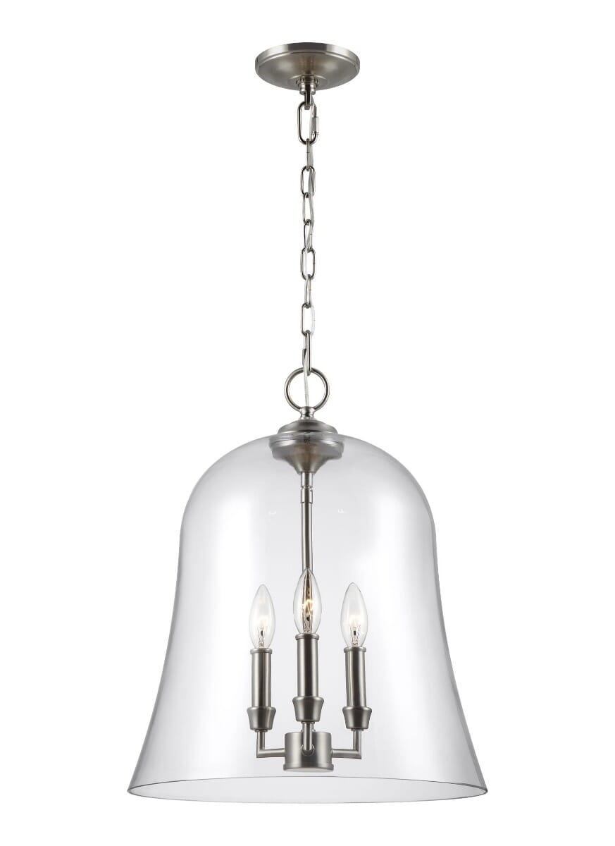 Feiss Lawler Bell Pendant Light in Satin Nickel