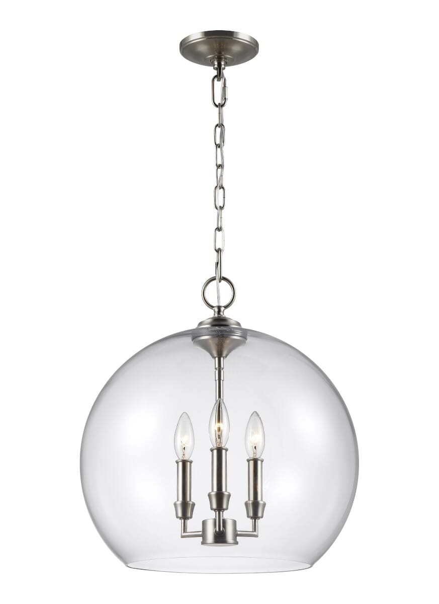 Feiss Lawler Orb Pendant Light in Satin Nickel