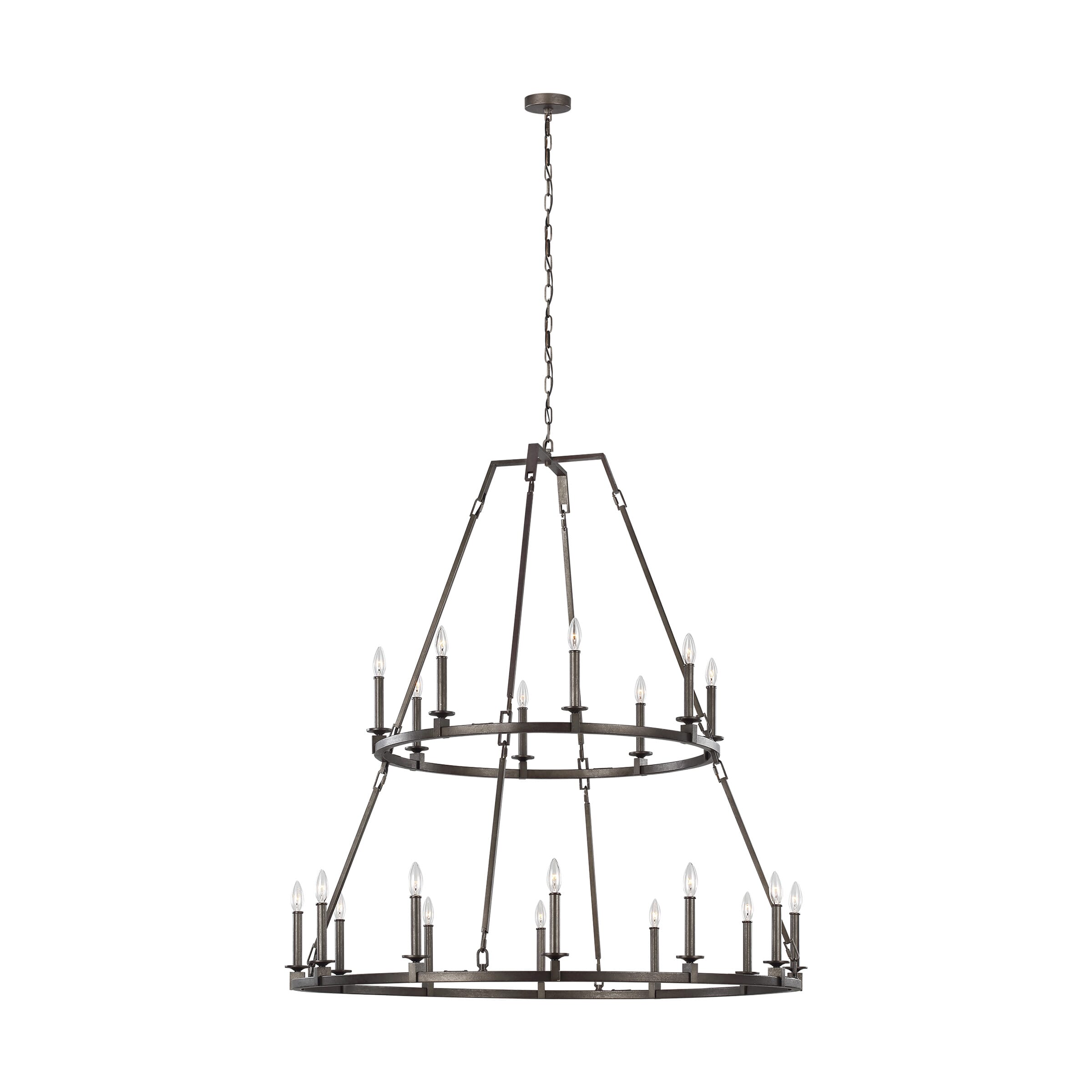 Feiss Landen Extra Large Two Tier Chandelier in Smith Steel