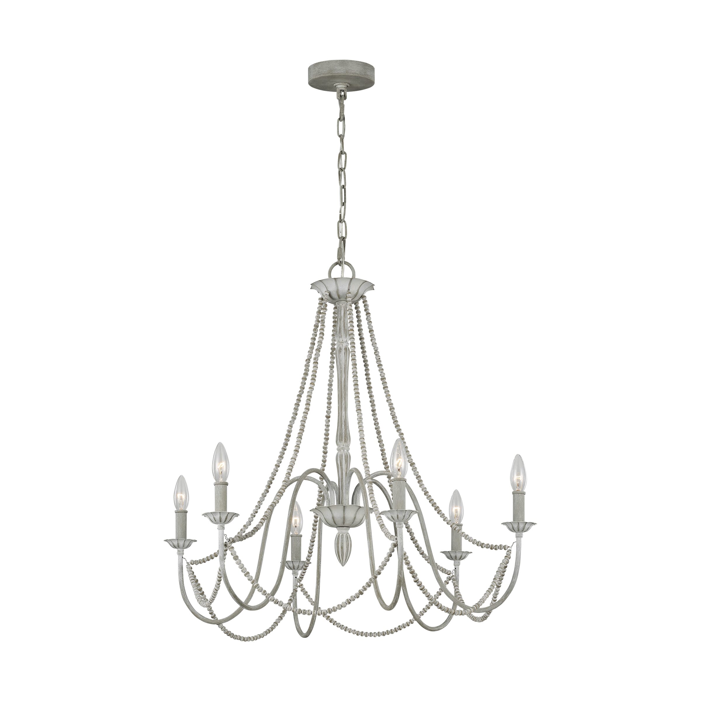 Feiss Maryville 6-Light Chandelier in Washed Grey