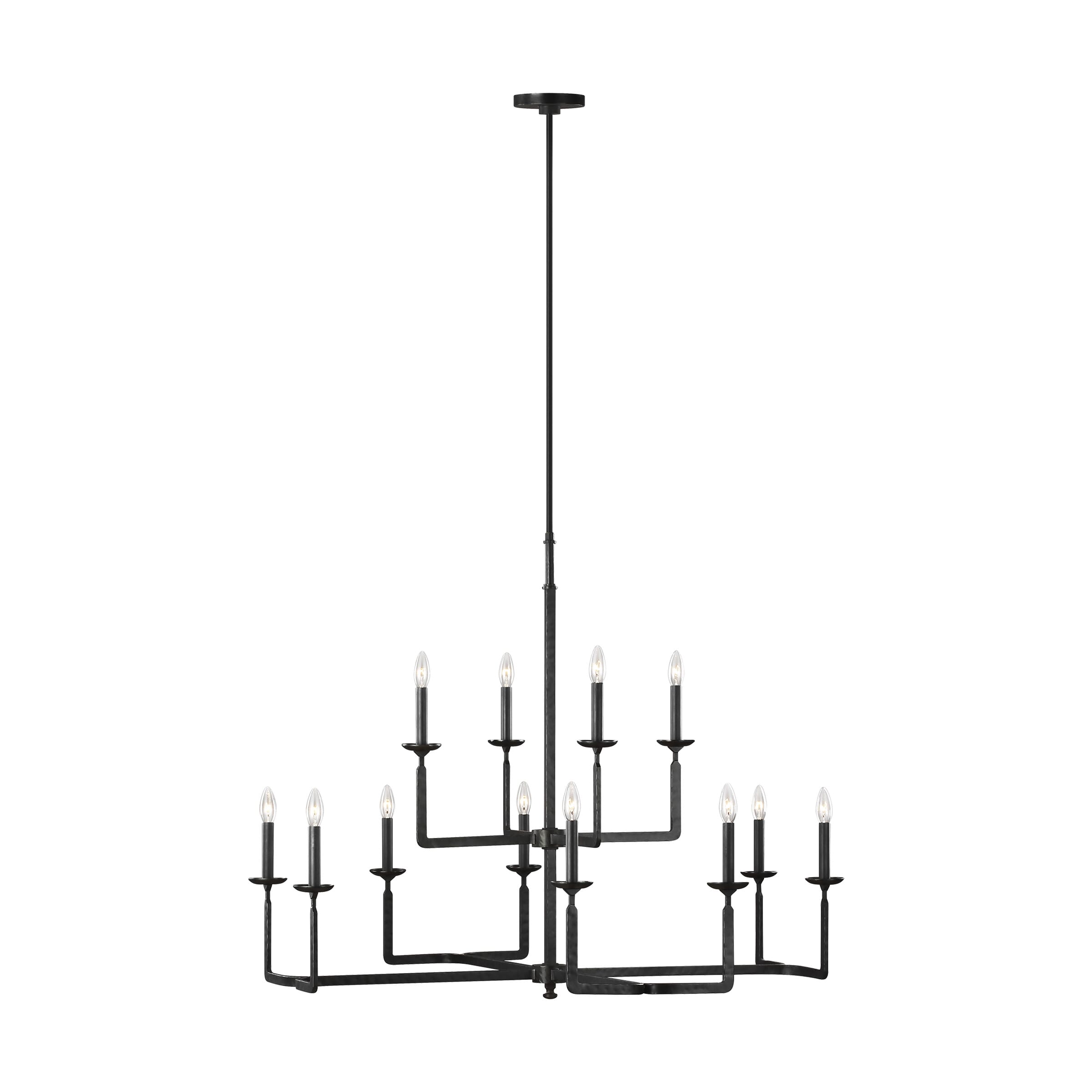 Feiss Ansley 12-Light Chandelier in Aged Iron